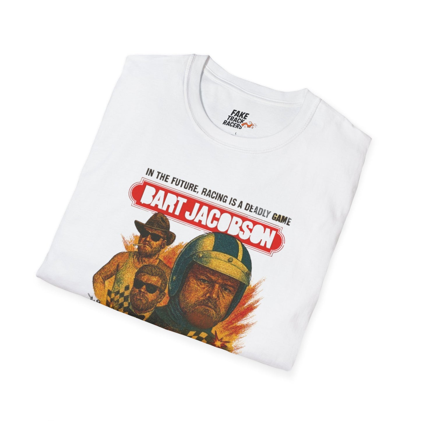 Vintage Style 90s Racing Tee Shirt BART JACOBSON Baddest Fake Track Racers