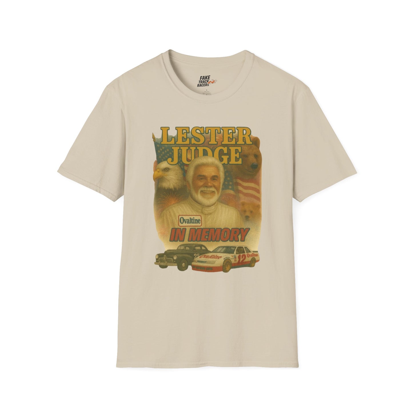 Vintage Style 90s Racing Tee Shirt LESTER JUDGE Memorial Shirt Fake Track Racers