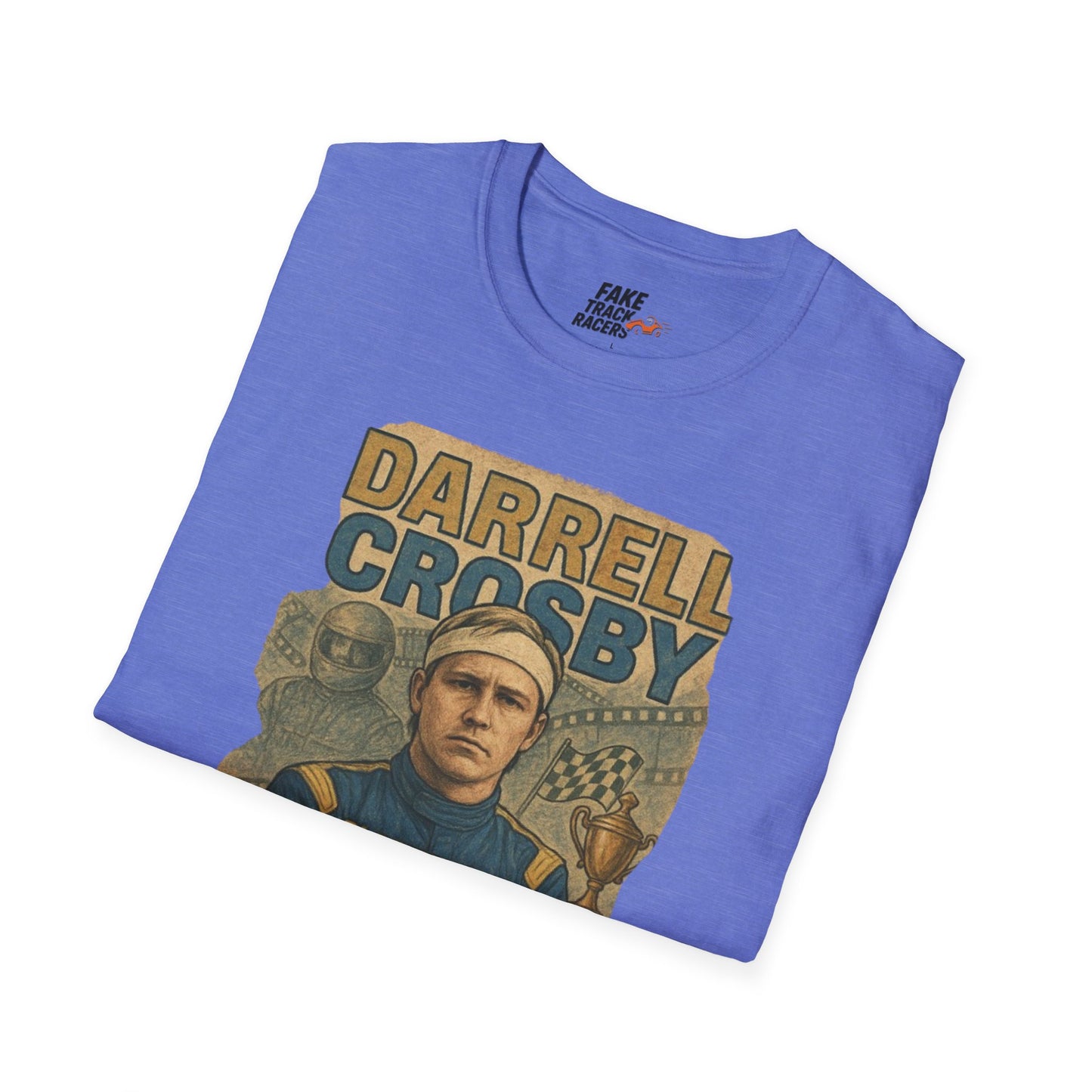 Vintage Style 90s Racing Tee Shirt DARRELL CROSBY Blockbuster Fake Track Racers