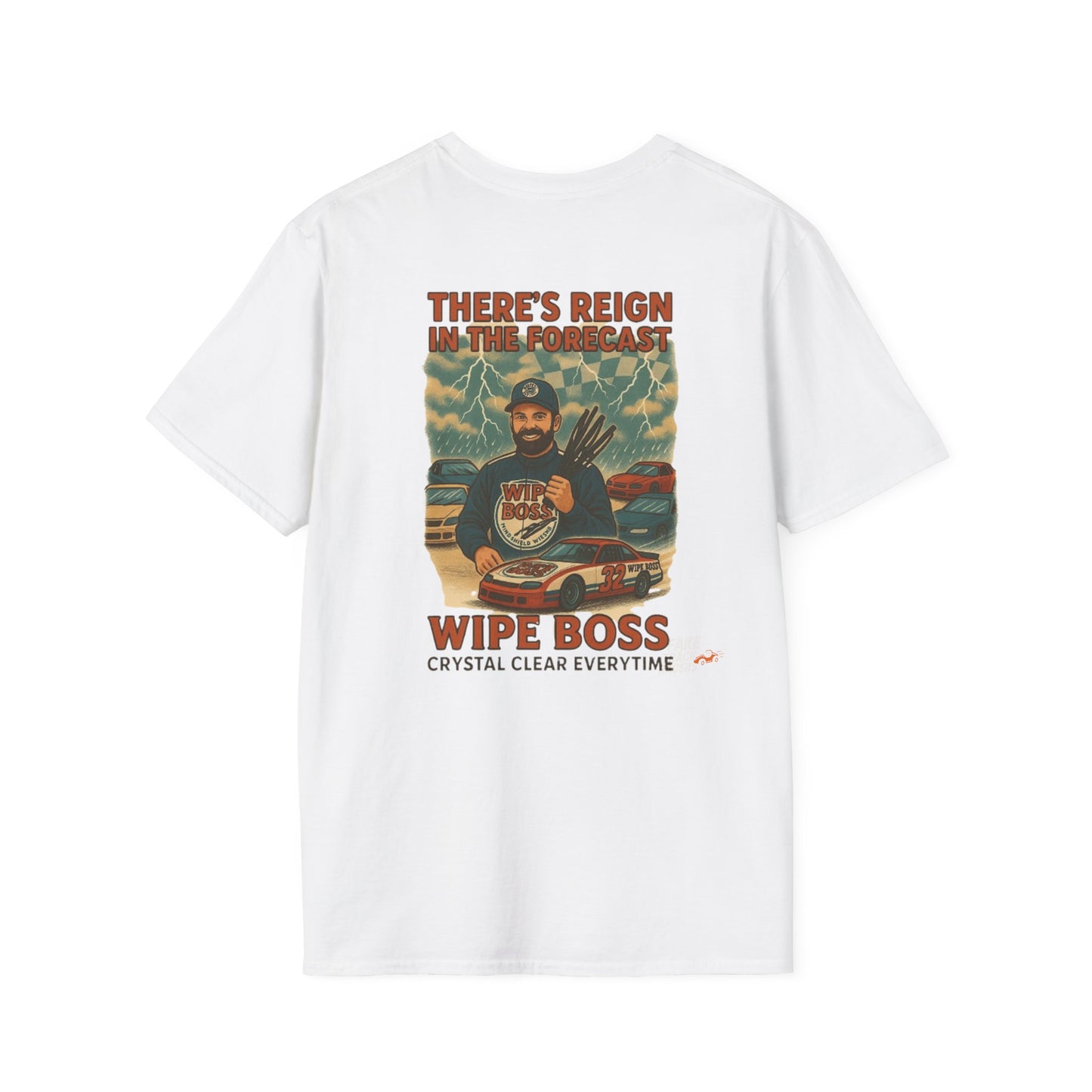 Vintage Style 90s Racing Tee Shirt STEWART STORM Wipe Boss Fake Track Racers
