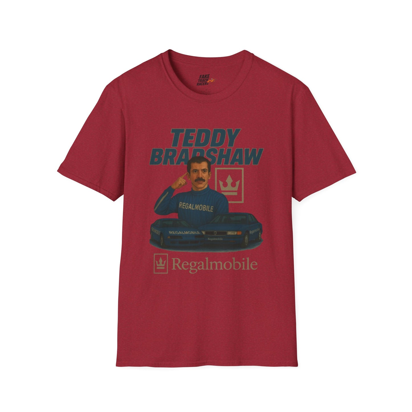 Vintage Style 90s Racing Tee Shirt TEDDY BRADSHAW Regal Fake Track Racers