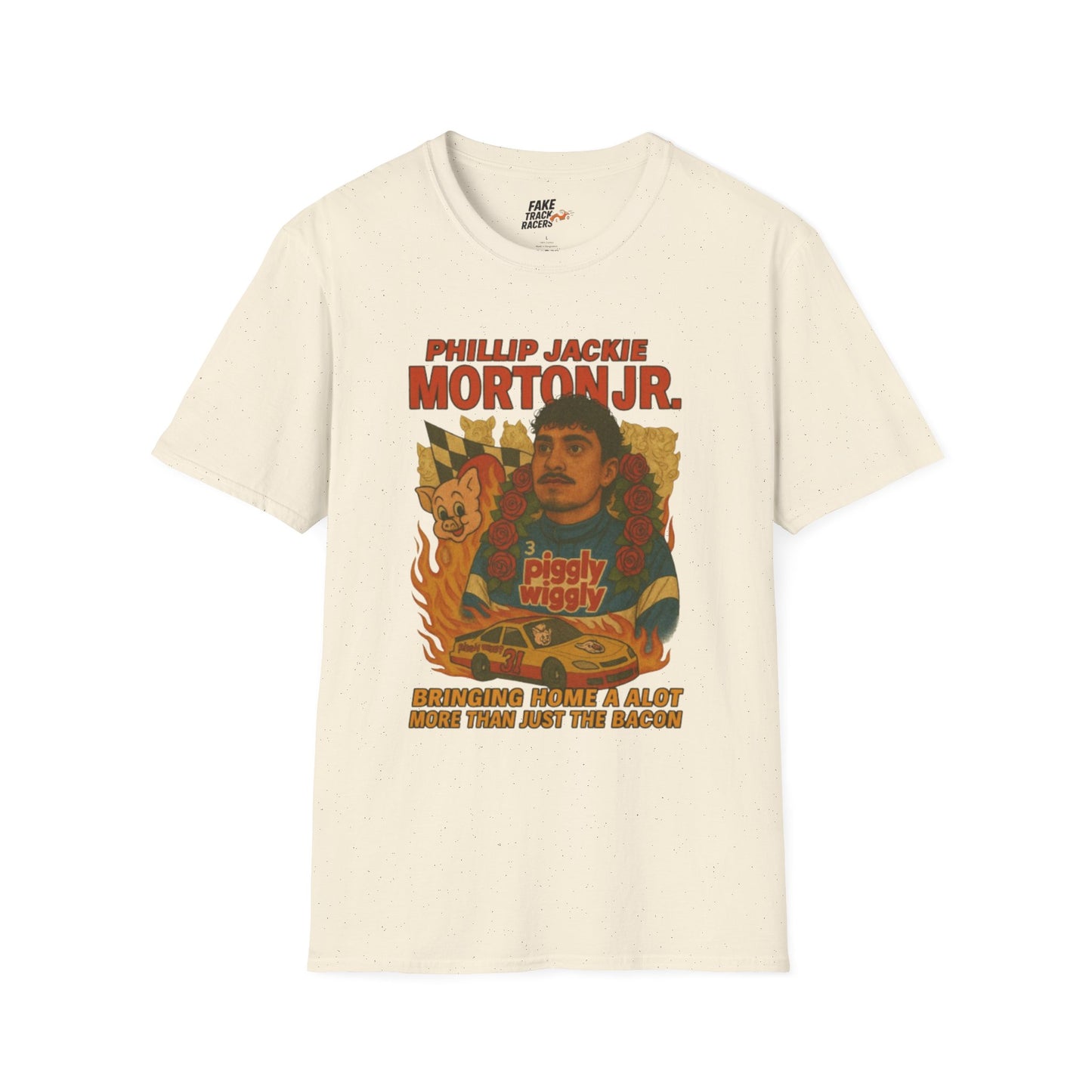 Vintage Style 90s Racing Tee Shirt PHILLIP JACKIE MORTON JR PW Fake Track Racers