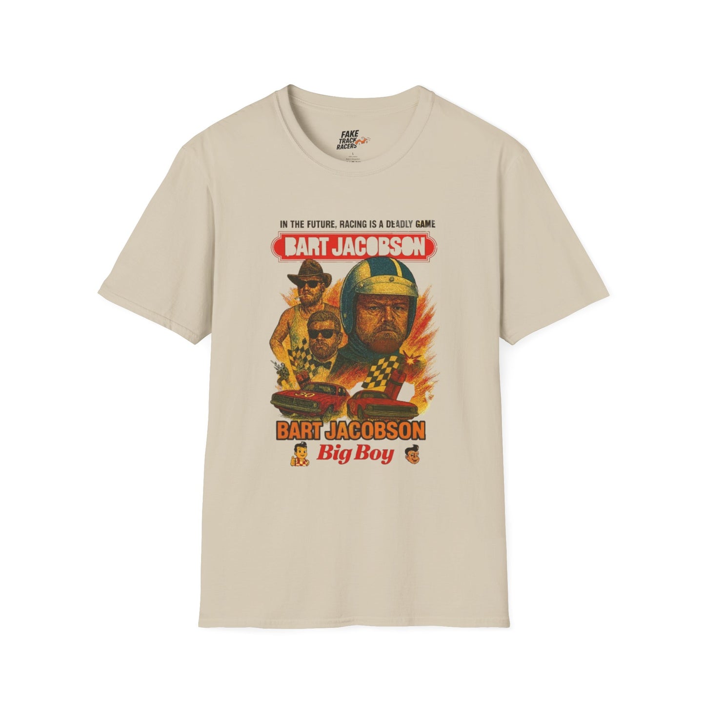Vintage Style 90s Racing Tee Shirt BART JACOBSON Baddest Fake Track Racers