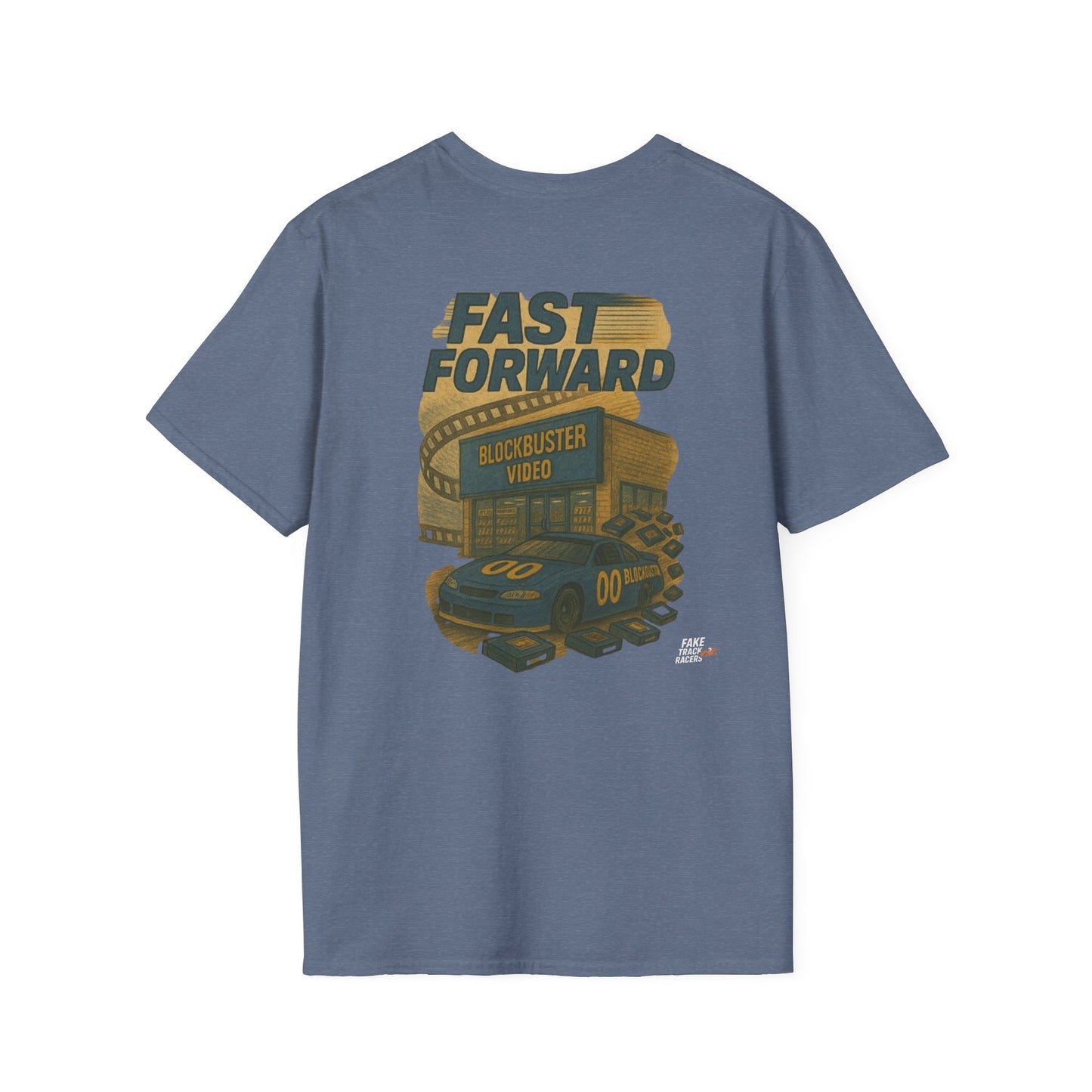 Vintage Style 90s Racing Tee Shirt DARRELL CROSBY Blockbuster Fake Track Racers