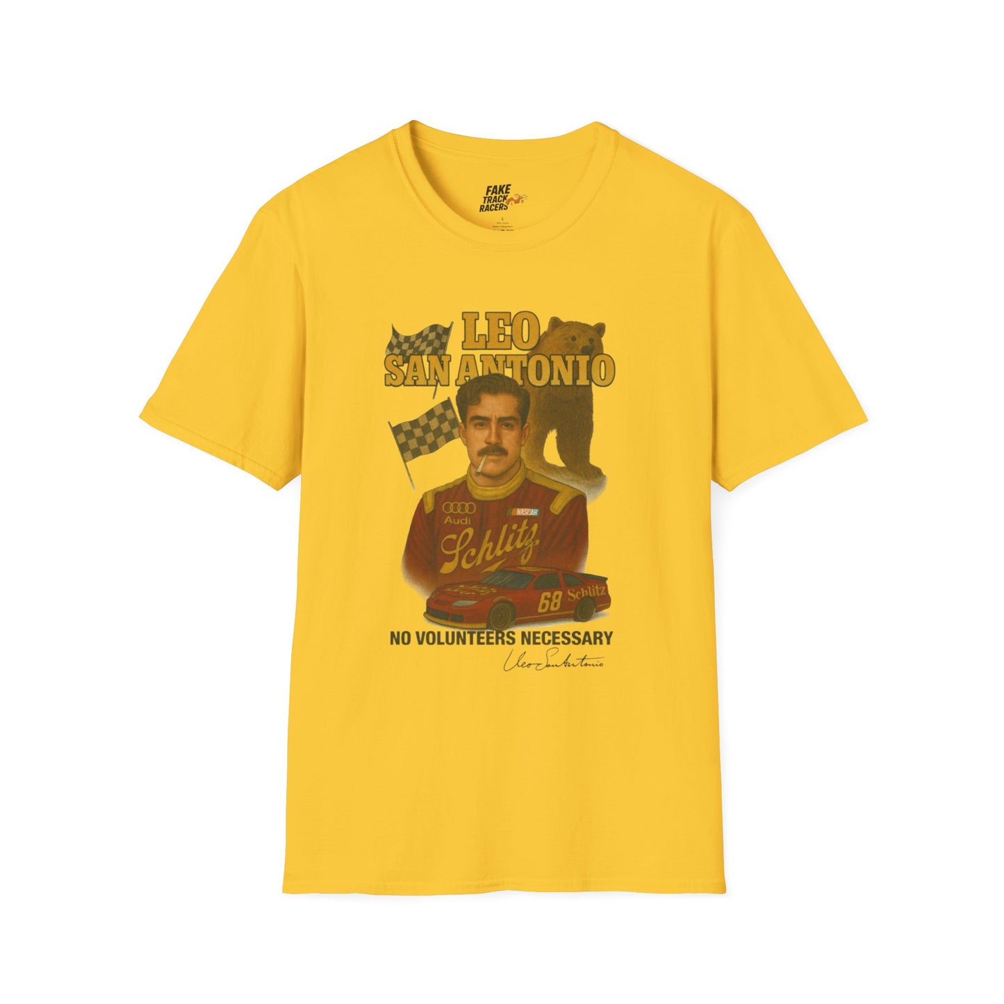 Vintage Style 90s Racing Tee Shirt LEO SAN ANTONIO Grizzly Shirt Fake Track Racers