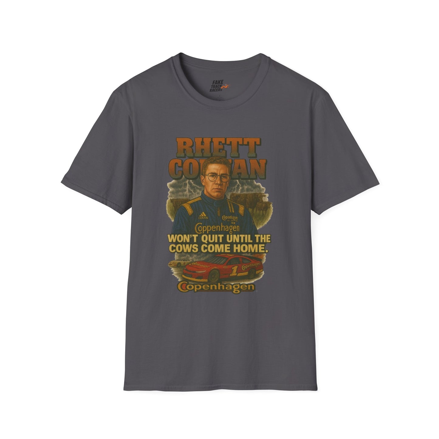 Vintage 90s Racing Tee Shirt RHETT COWAN, Fake Track Racing Shirt