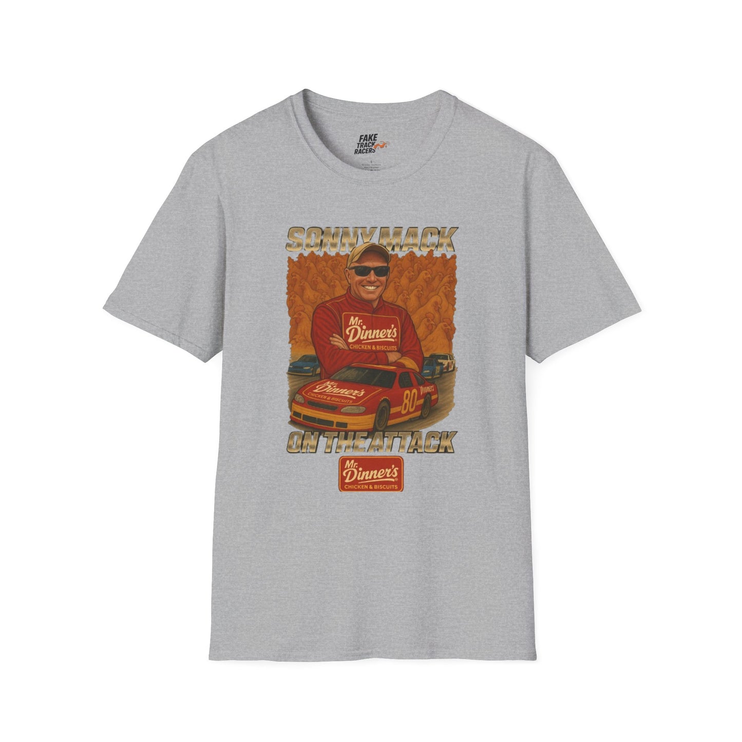 Vintage Style 90s Racing Tee Shirt SONNY MACK Mr Dinners Fake Track Racers