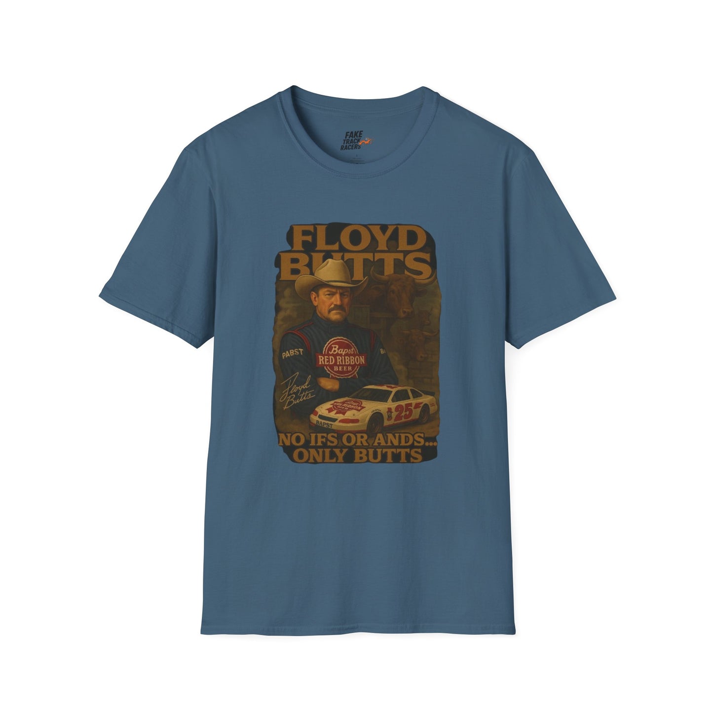Vintage Style 90s Racing Tee Shirt FLOYD BUTTS Bapst Fake Track Racers