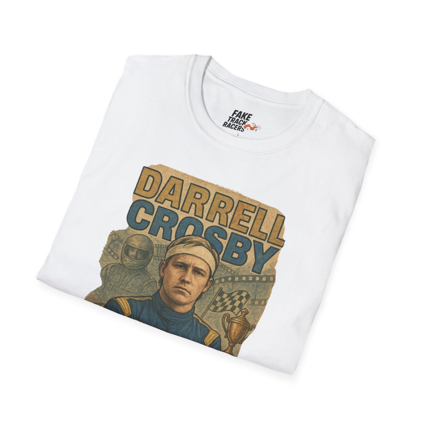 Vintage Style 90s Racing Tee Shirt DARRELL CROSBY Blockbuster Fake Track Racers