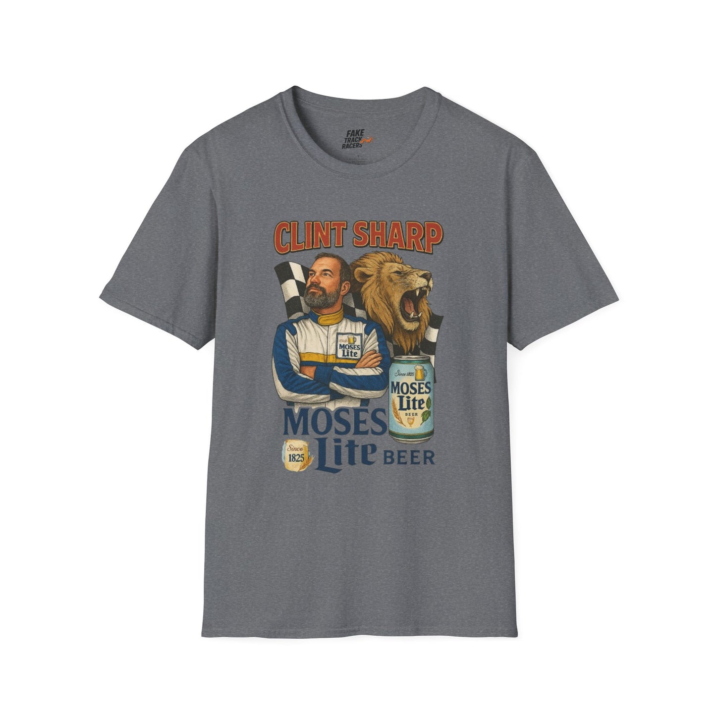 Vintage Style 90s Racing Tee Shirt CLINT SHARP MOSES LITE Fake Track Racers