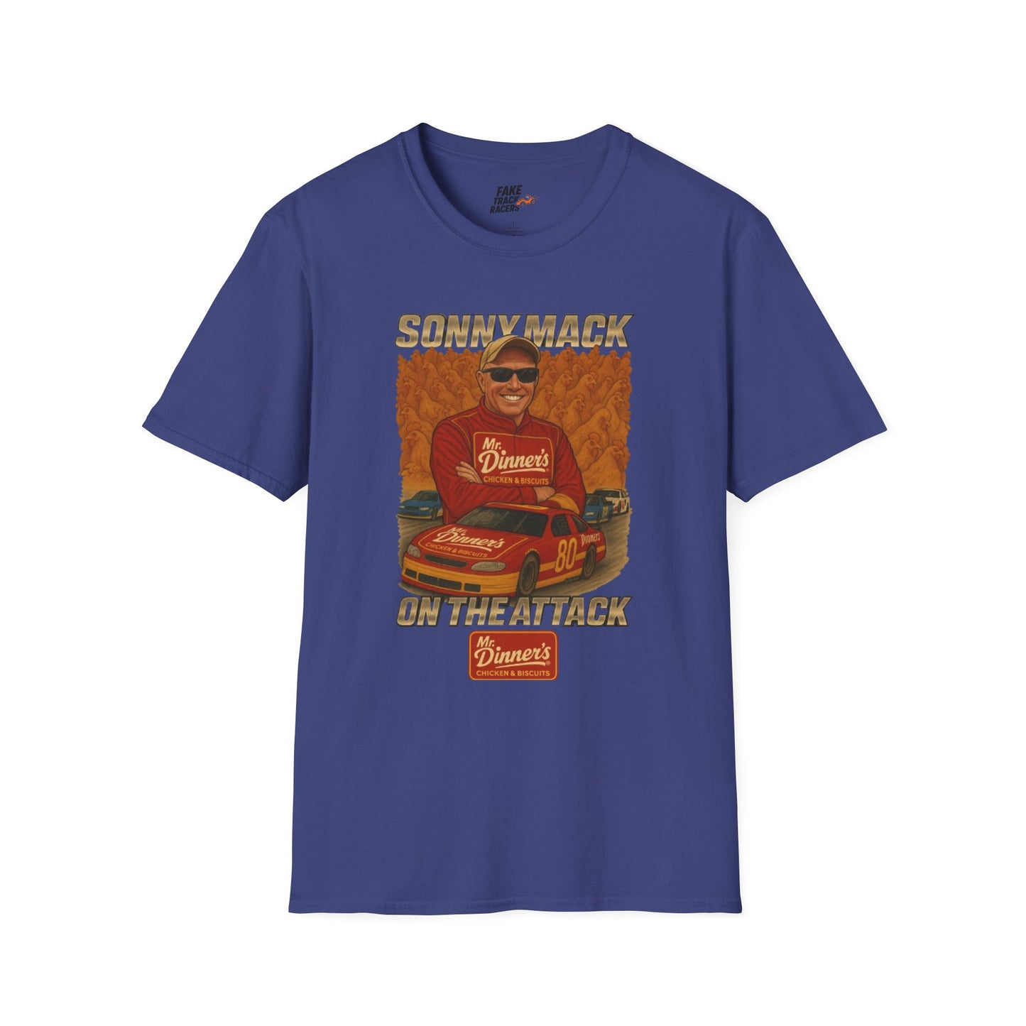 Vintage Style 90s Racing Tee Shirt SONNY MACK Mr Dinners Fake Track Racers