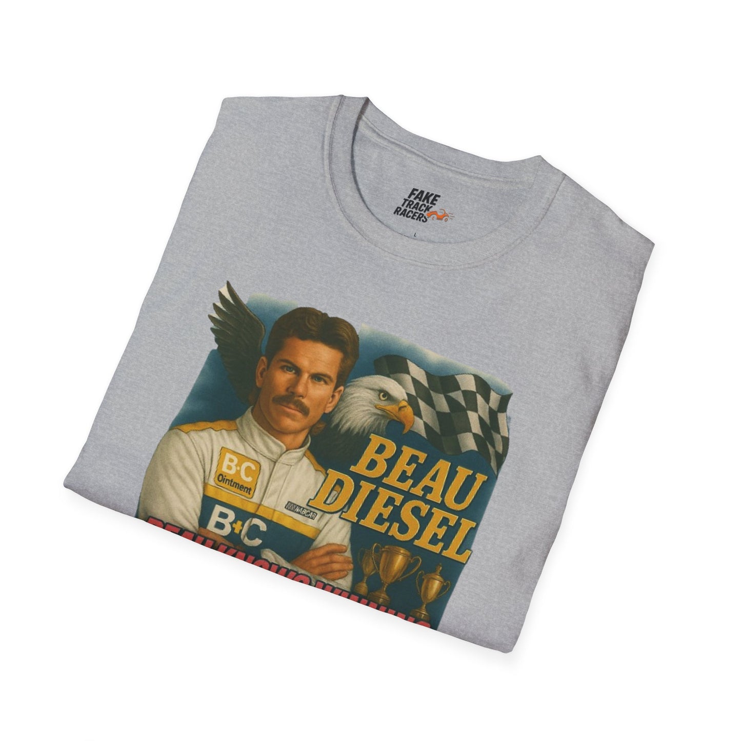 Vintage Style 90s Racing Tee Shirt BEAU DIESEL BC Fake Track Racers