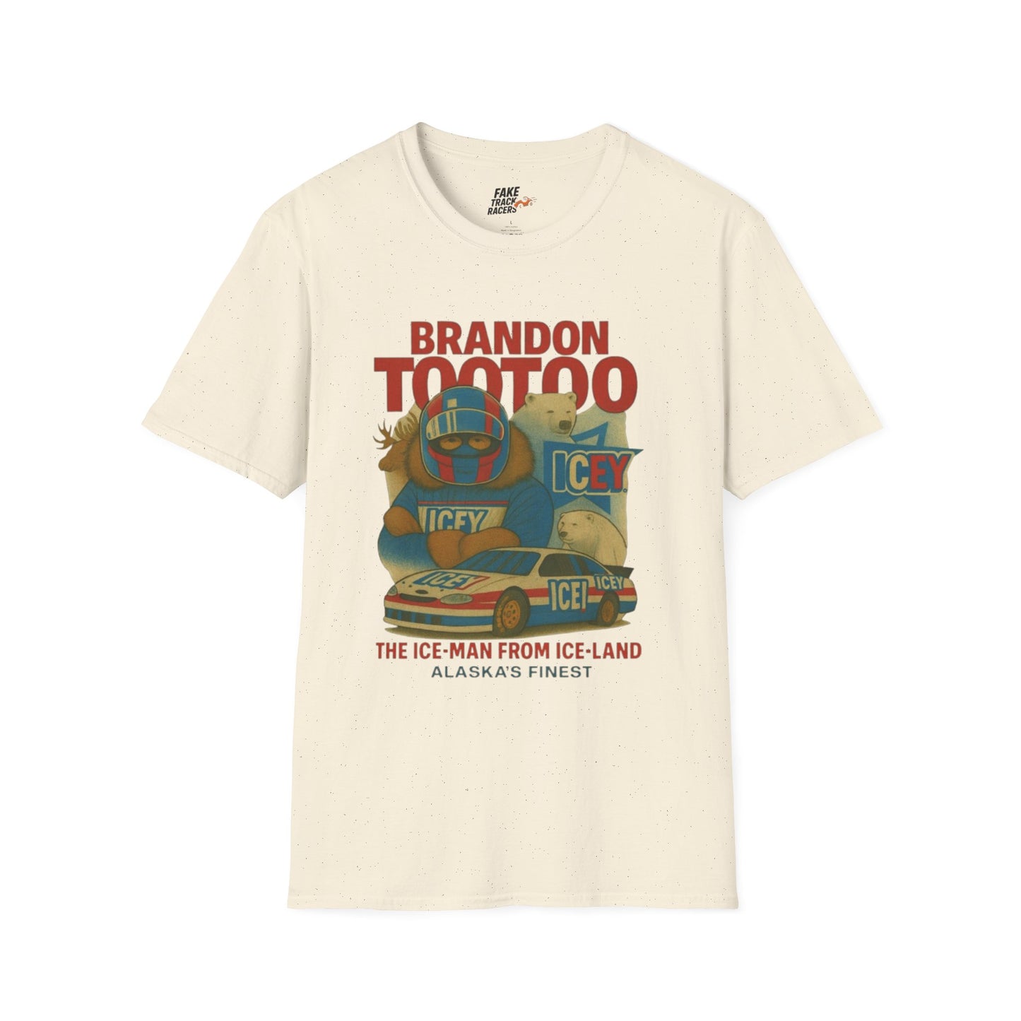 Vintage Style 90s Racing Tee Shirt BRANDON TOOTOO Alaska Fake Track Racers
