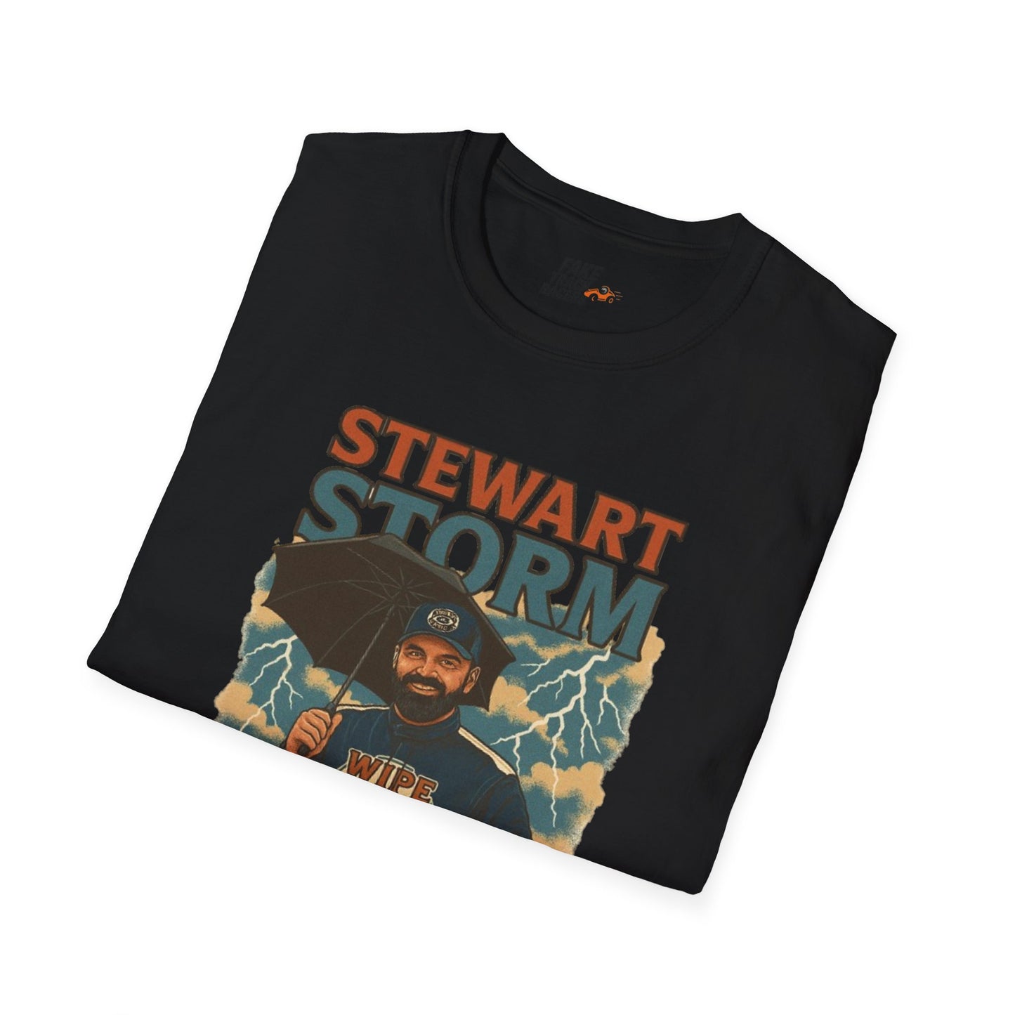 Vintage Style 90s Racing Tee Shirt STEWART STORM Wipe Boss Fake Track Racers