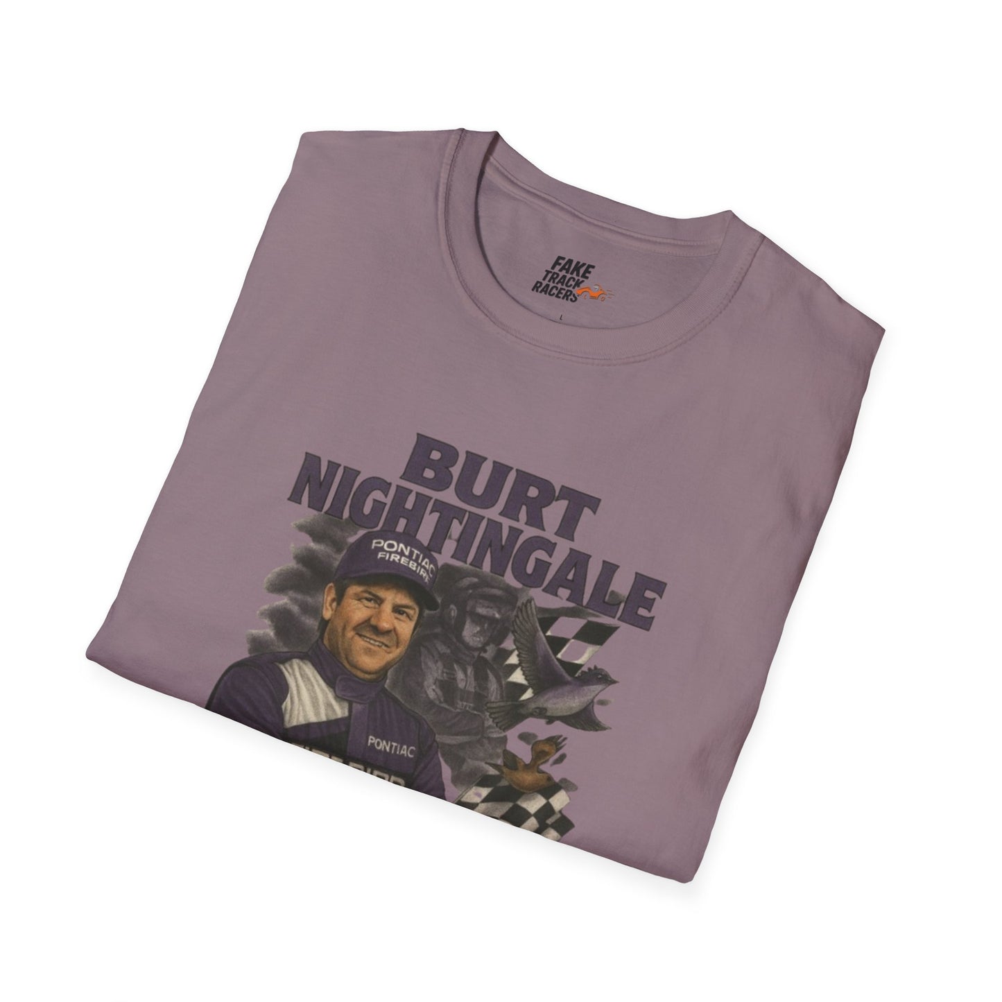 Vintage Style 90s Racing Tee Shirt BURT NIGHTINGALE Song Bird Fake Track Racers