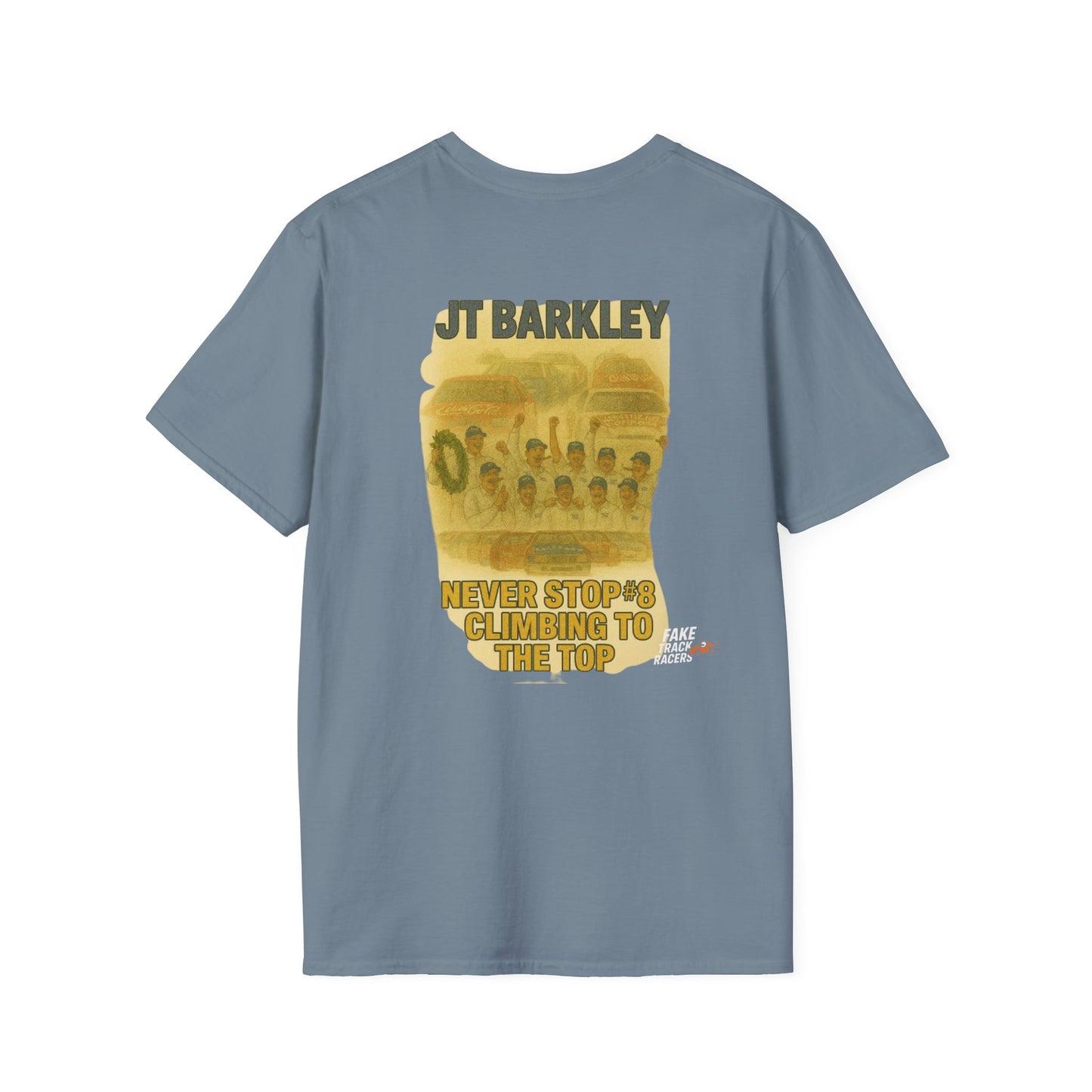 Vintage Style 90s Racing Tee Shirt JT BARKLEY Champion Shirt Fake Track Racers