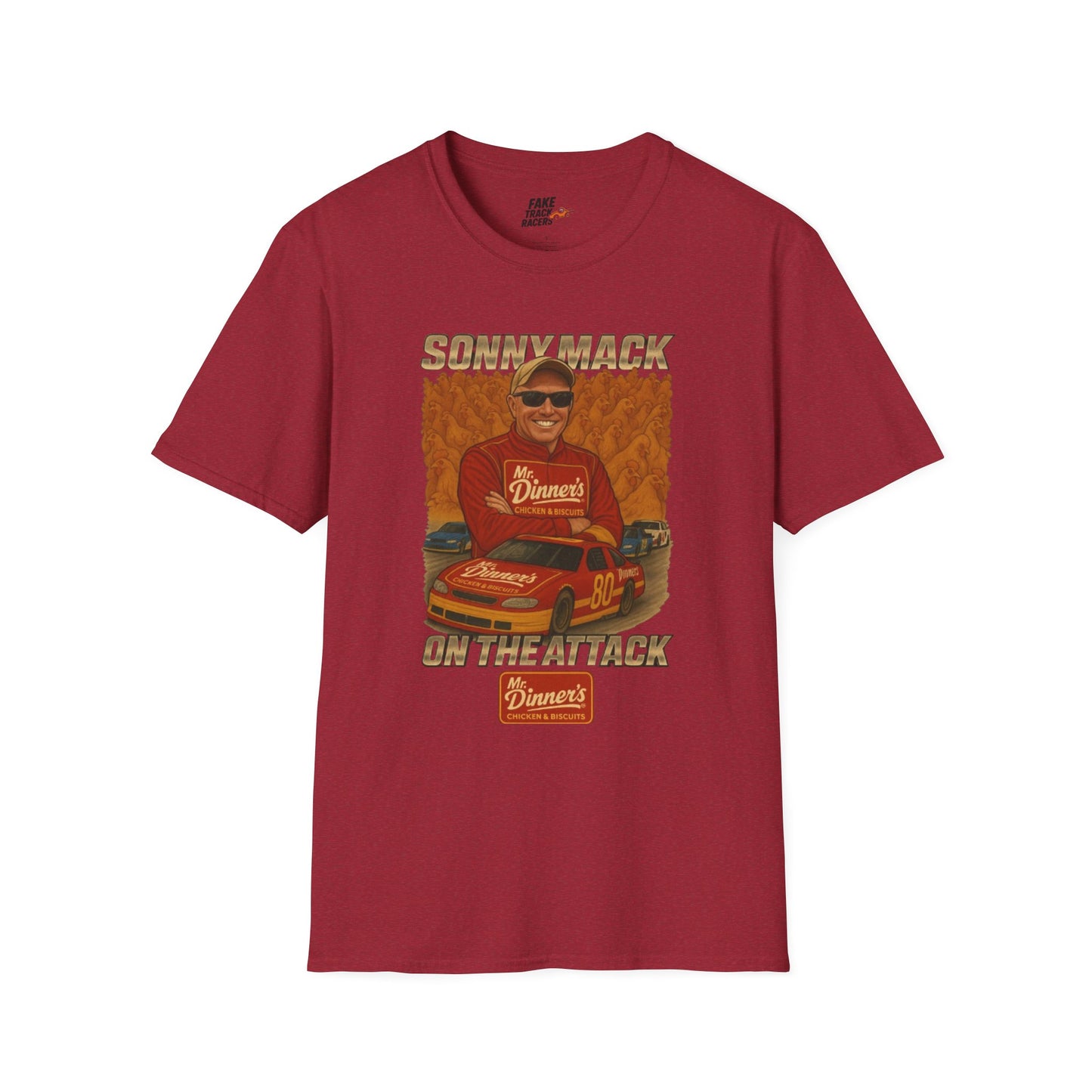 Vintage Style 90s Racing Tee Shirt SONNY MACK Mr Dinners Fake Track Racers