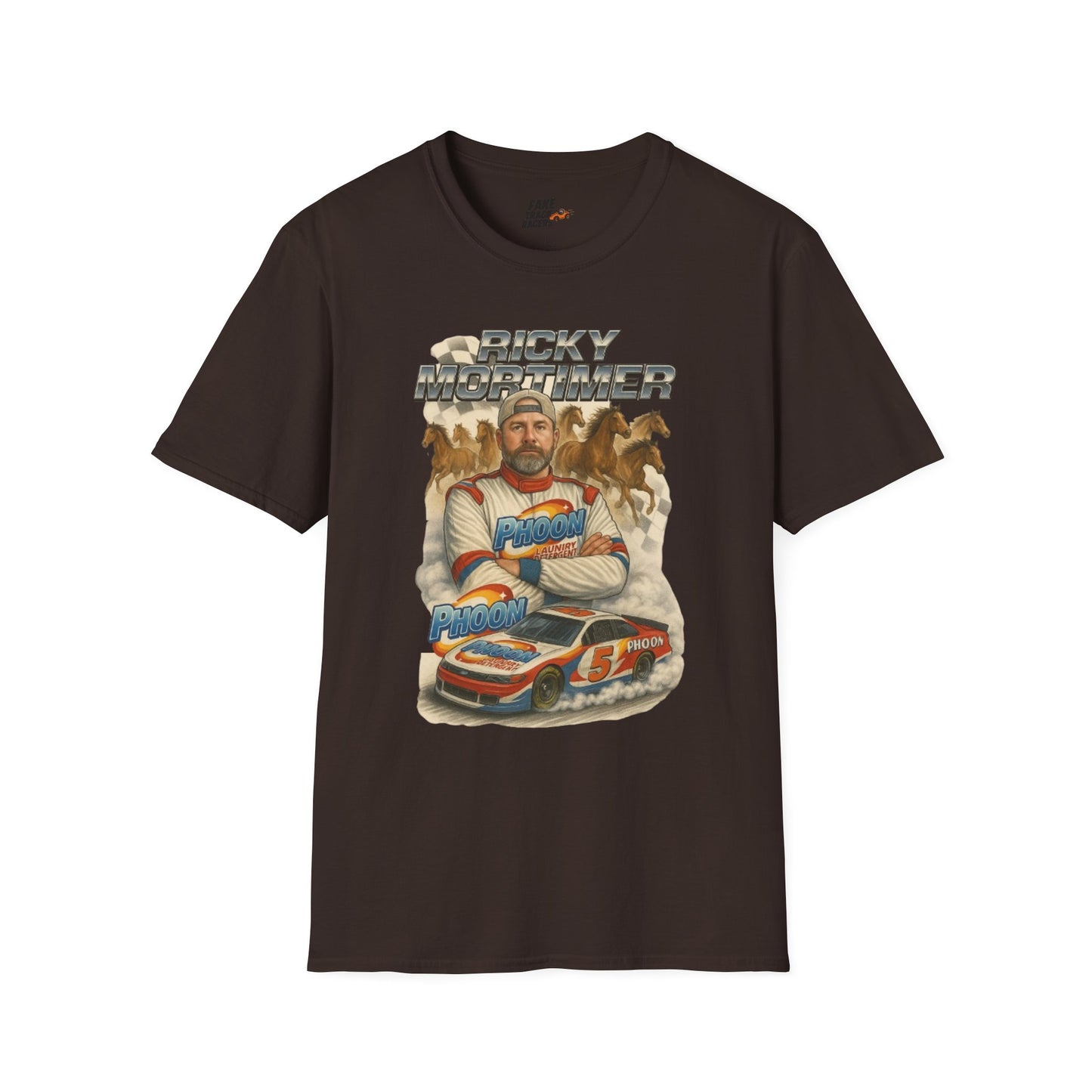 Vintage Style 90s Racing Tee Shirt RICKY MORTIMER PHOON Fake Track Racers