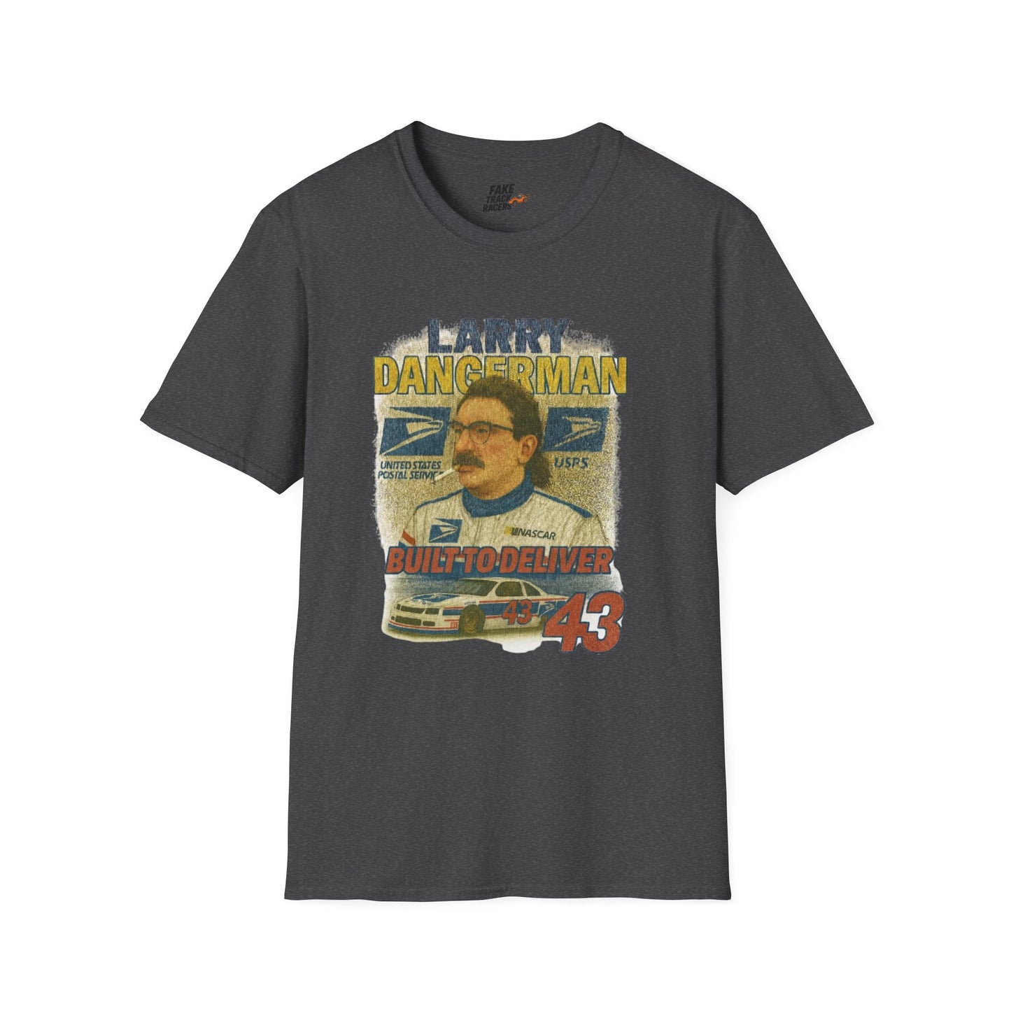 Vintage Style 90s Racing Tee Shirt LARRY DANGERMAN Deliver Shirt Fake Track Racers