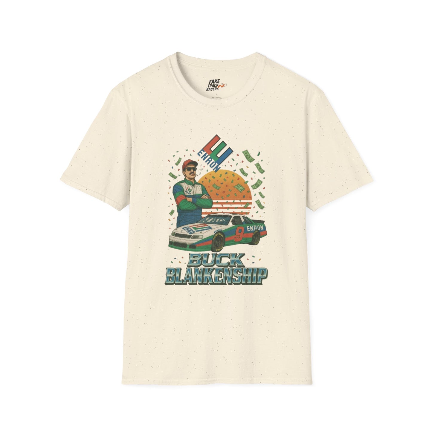 Vintage Style 90s Racing Tee Shirt BUCK BLANKENSHIP Enron Fake Track Racers