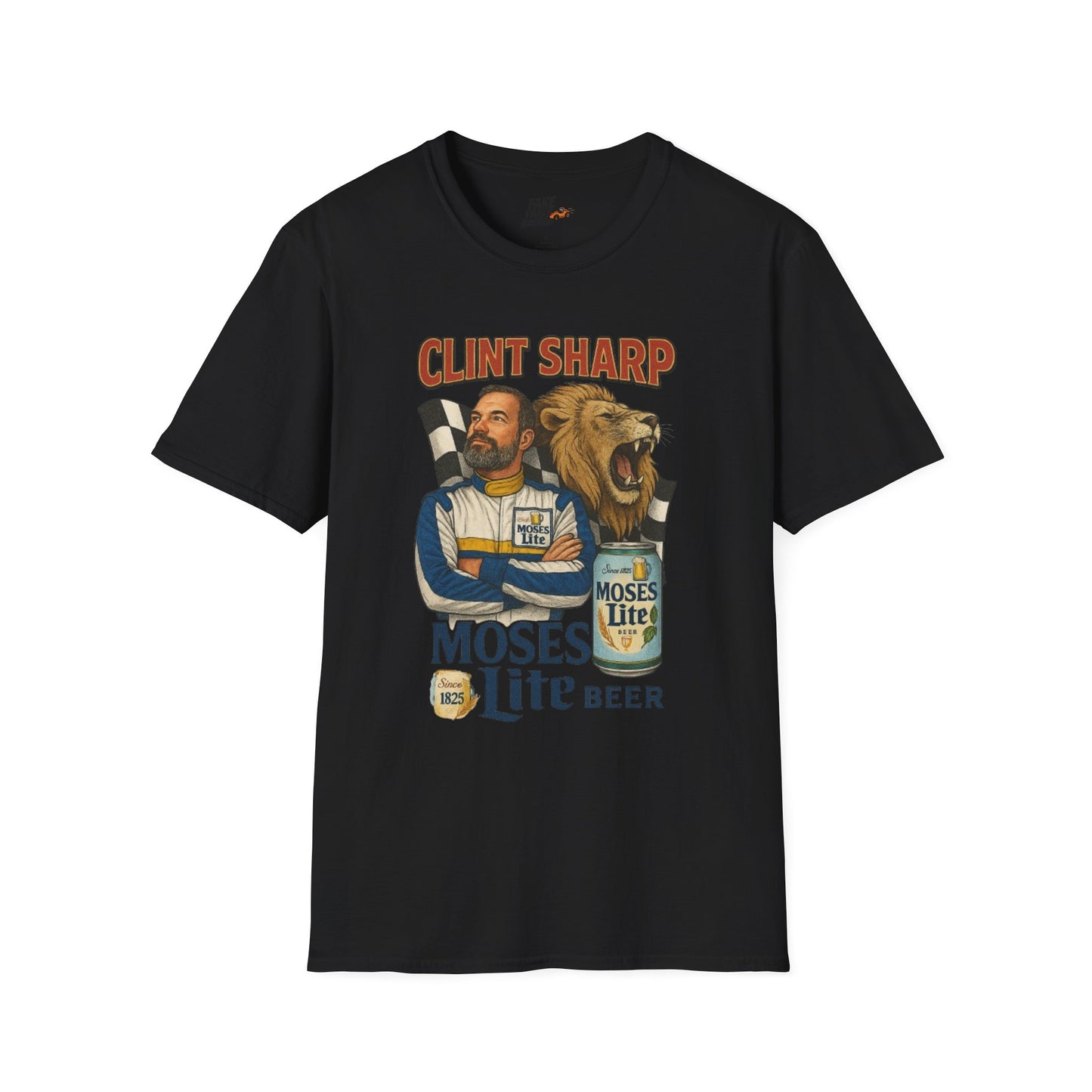 Vintage Style 90s Racing Tee Shirt CLINT SHARP MOSES LITE Fake Track Racers