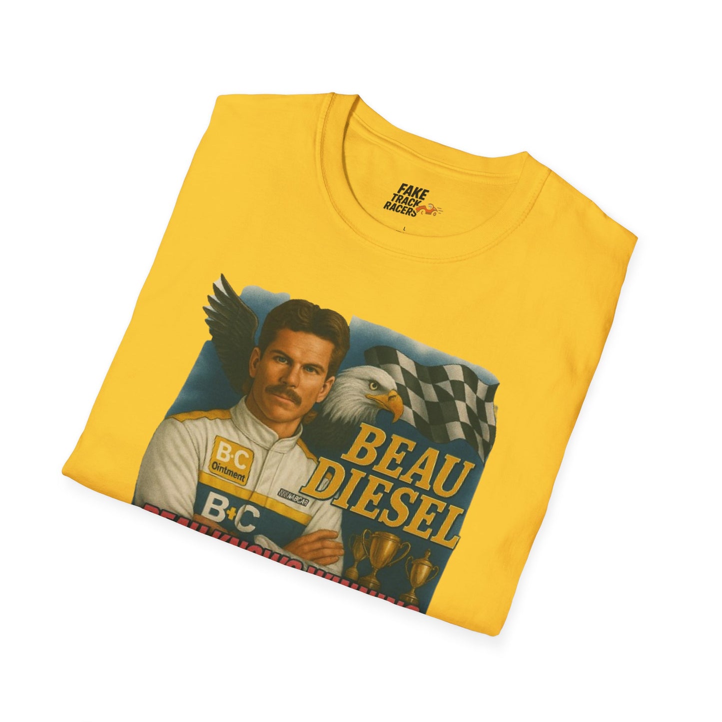 Vintage Style 90s Racing Tee Shirt BEAU DIESEL BC Fake Track Racers