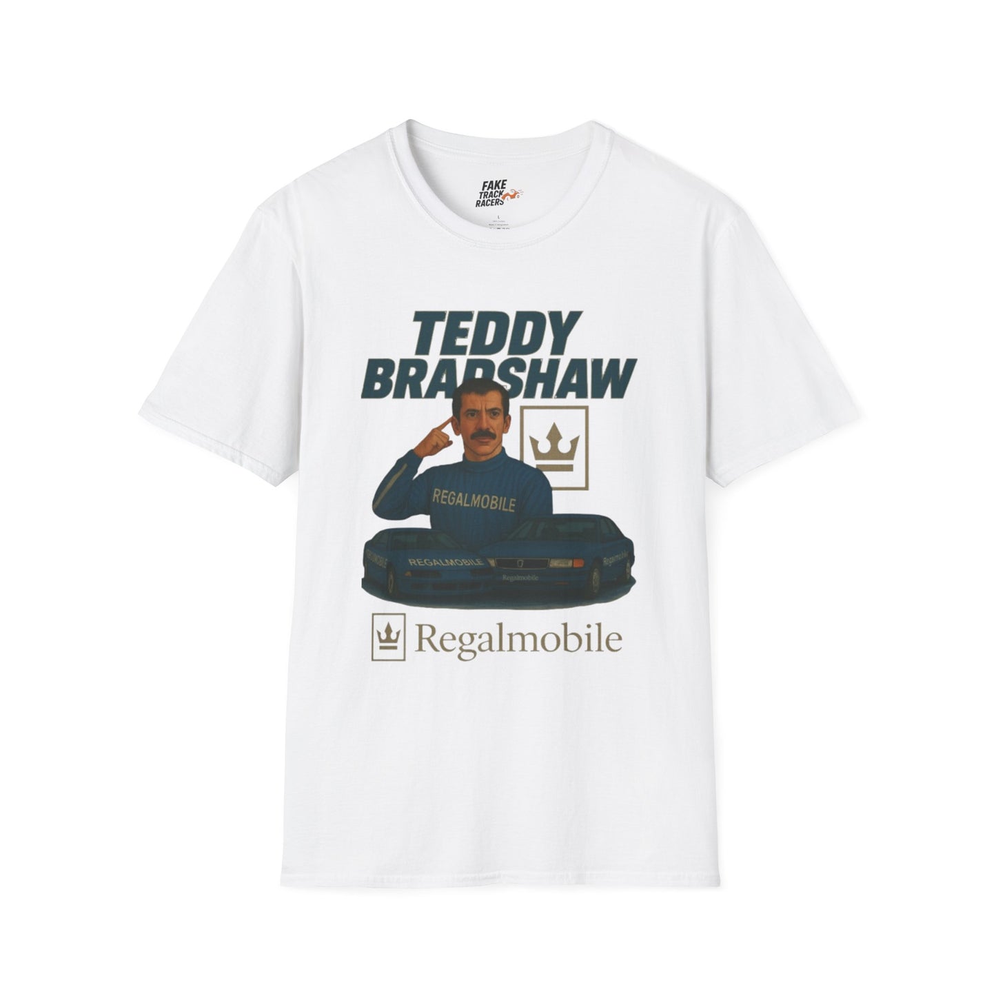 Vintage Style 90s Racing Tee Shirt TEDDY BRADSHAW Regal Fake Track Racers