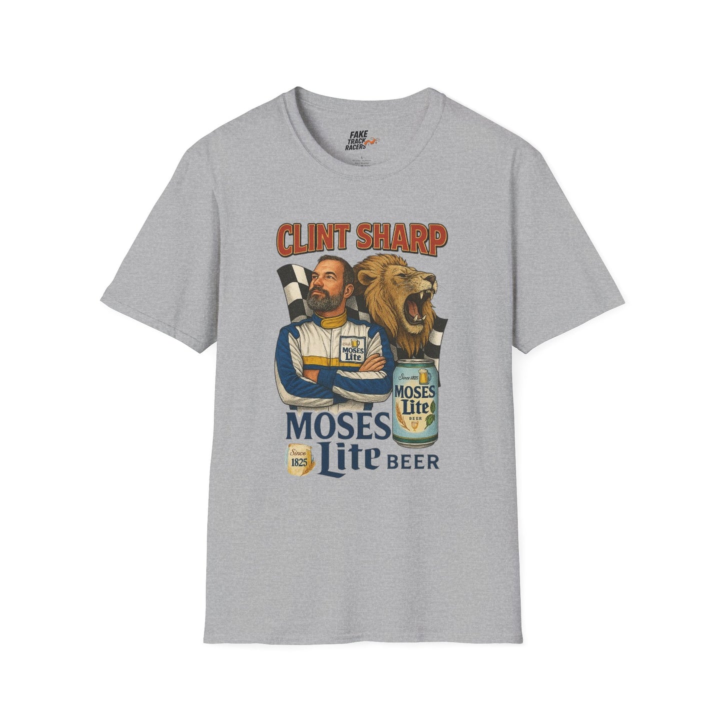 Vintage Style 90s Racing Tee Shirt CLINT SHARP MOSES LITE Fake Track Racers