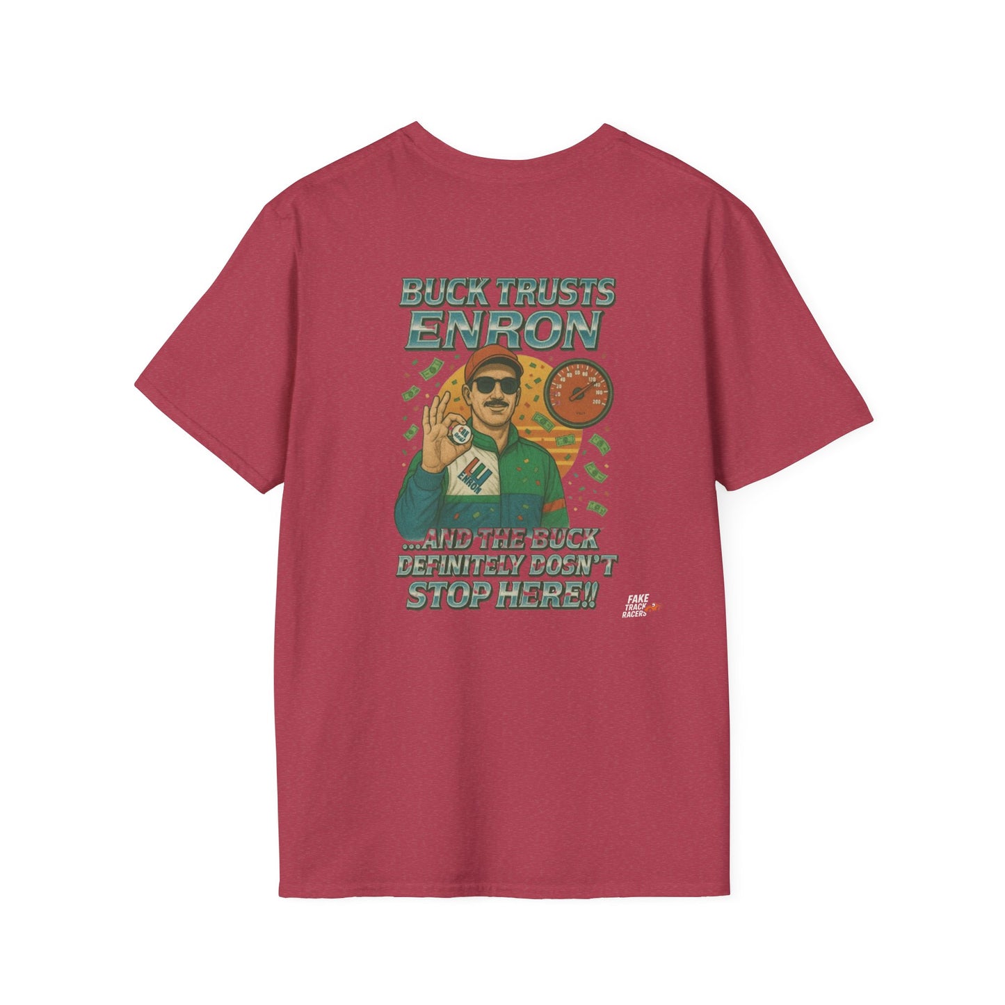 Vintage Style 90s Racing Tee Shirt BUCK BLANKENSHIP Enron Fake Track Racers