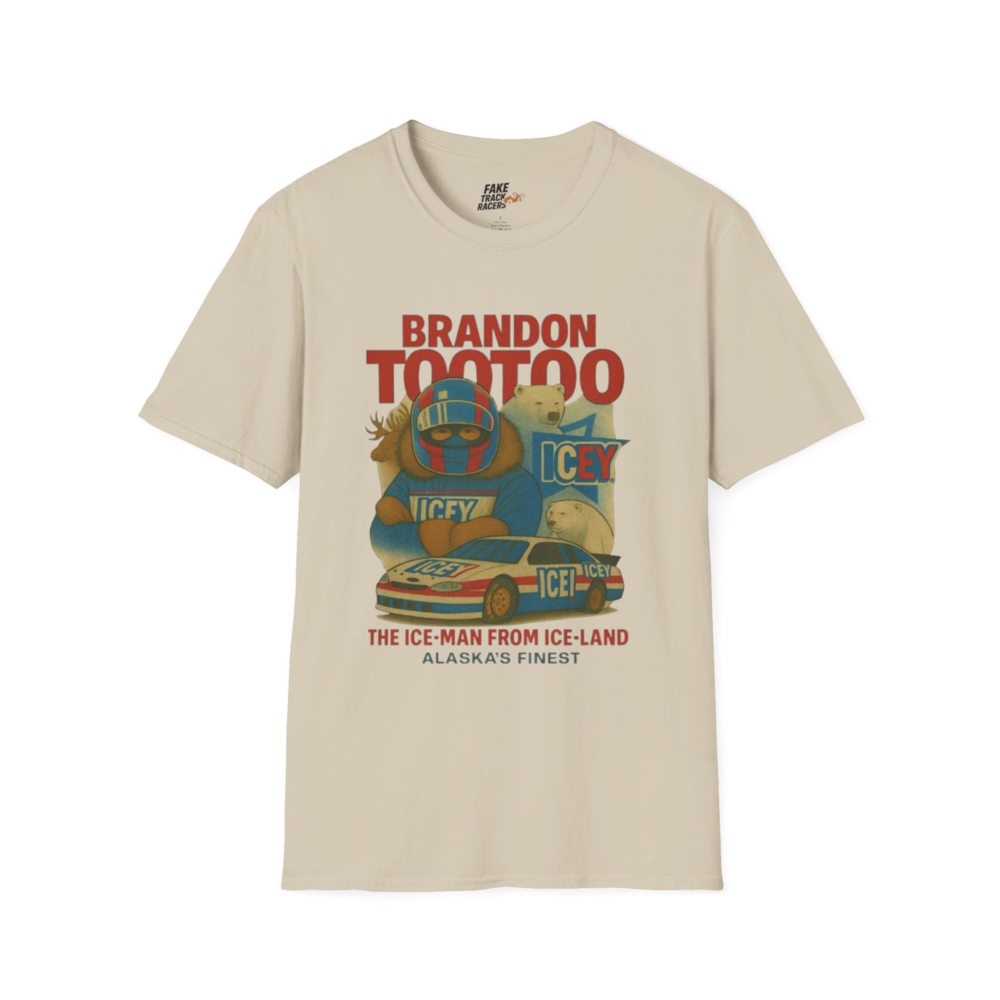 Vintage Style 90s Racing Tee Shirt BRANDON TOOTOO Alaska Fake Track Racers