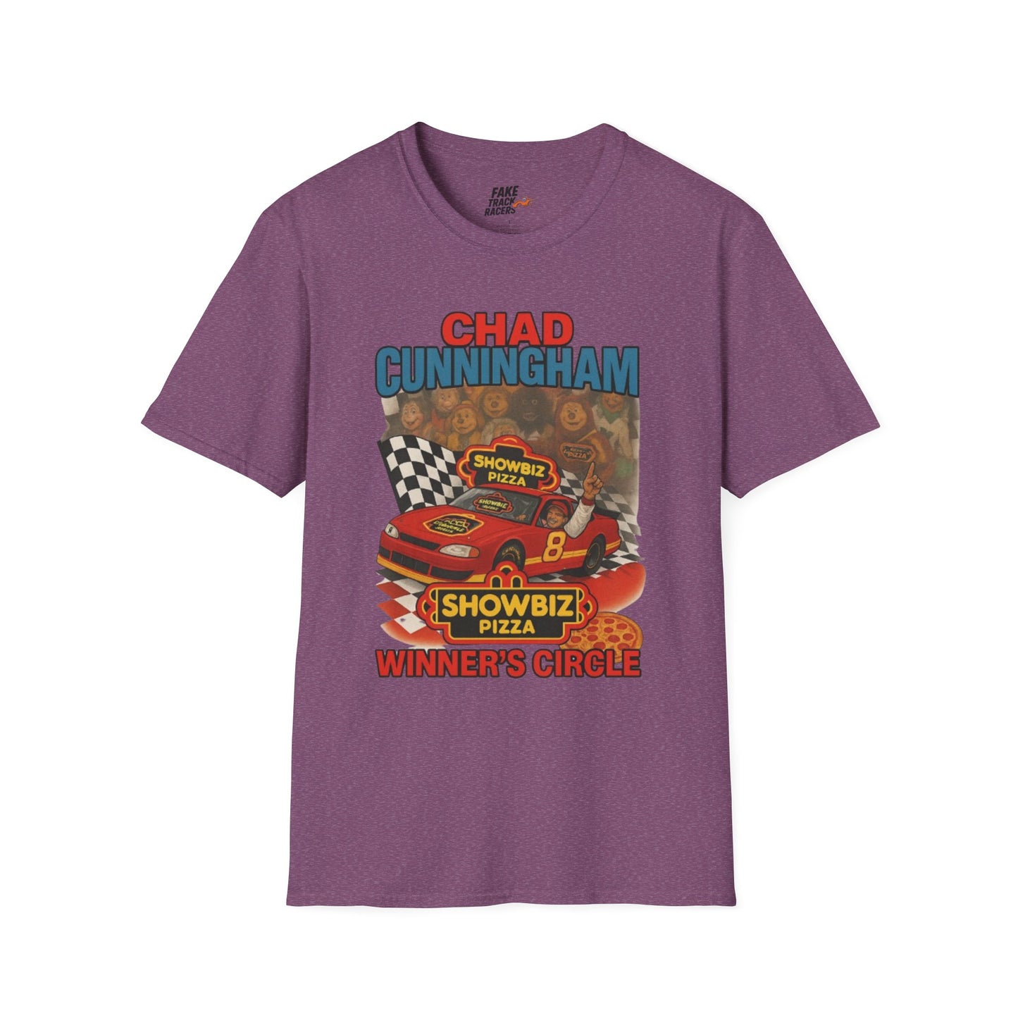 Vintage Style 90s Racing Tee Shirt CHAD CUNNINGHAM Showbiz Fake Track Racers