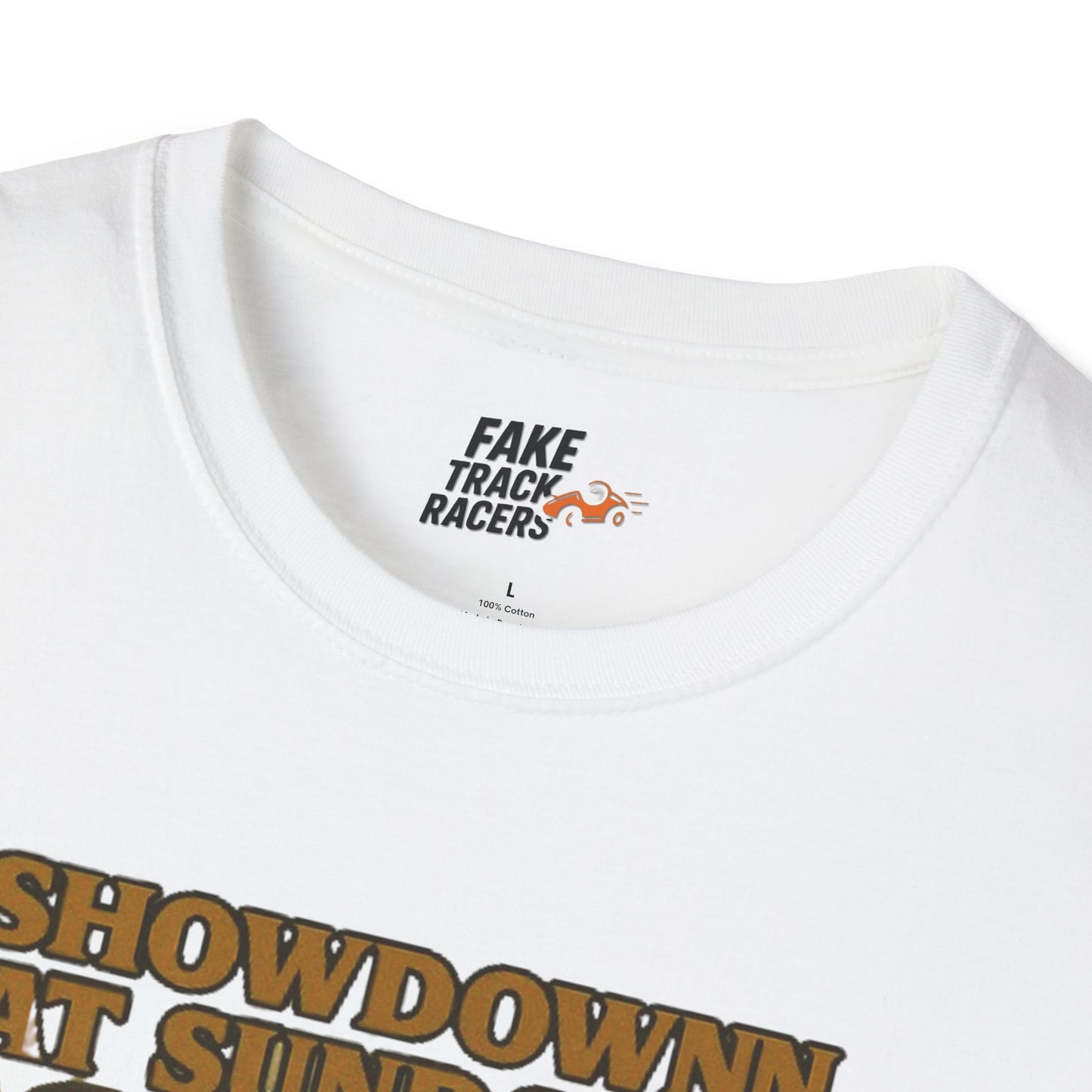Vintage Style 90s Racing Tee Shirt SHOWDOWN AT SUNDOWN Fake Track Racers