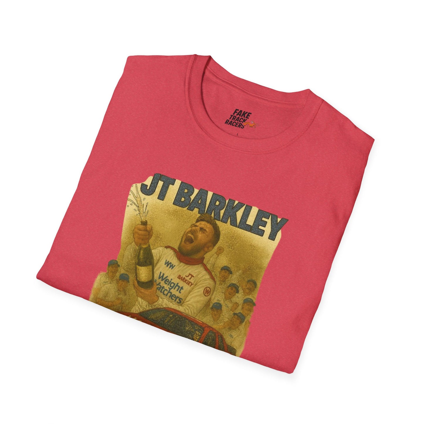Vintage Style 90s Racing Tee Shirt JT BARKLEY Champion Shirt Fake Track Racers
