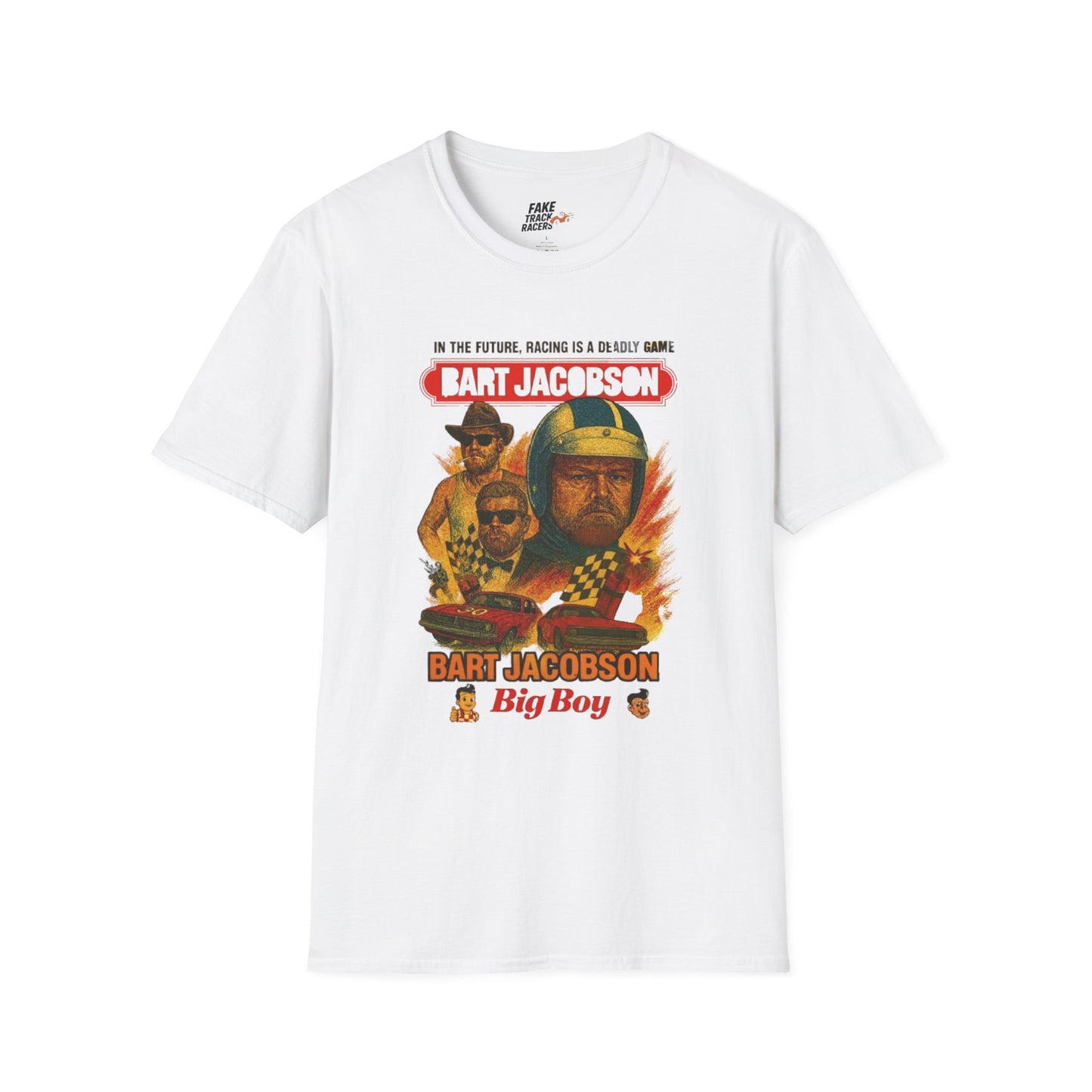Vintage Style 90s Racing Tee Shirt BART JACOBSON Baddest Fake Track Racers