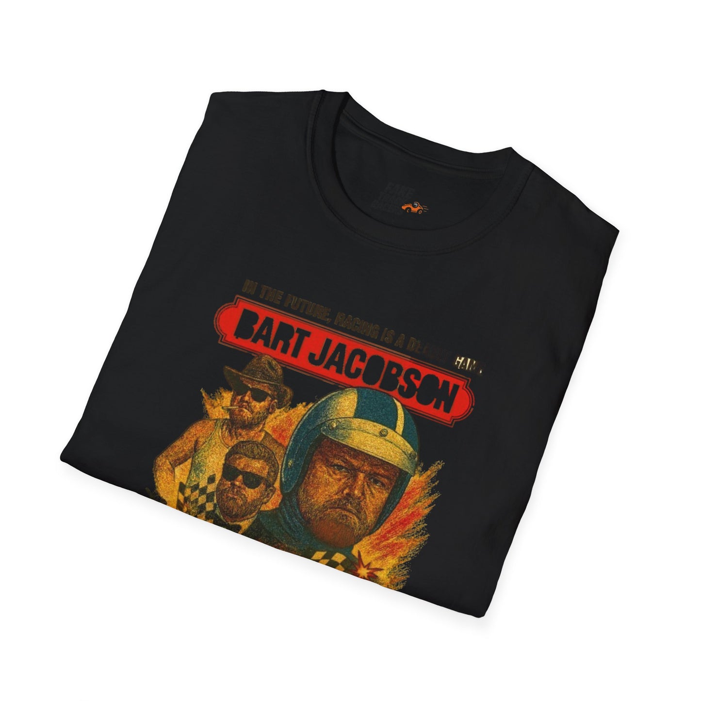 Vintage Style 90s Racing Tee Shirt BART JACOBSON Baddest Fake Track Racers