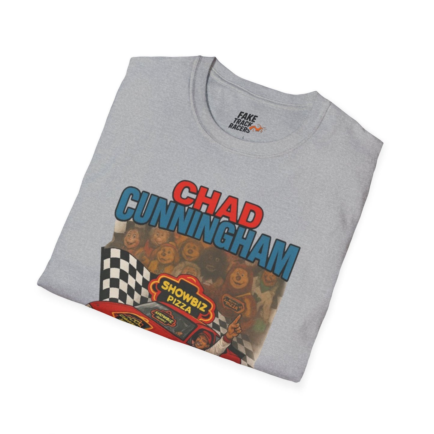 Vintage Style 90s Racing Tee Shirt CHAD CUNNINGHAM Showbiz Fake Track Racers