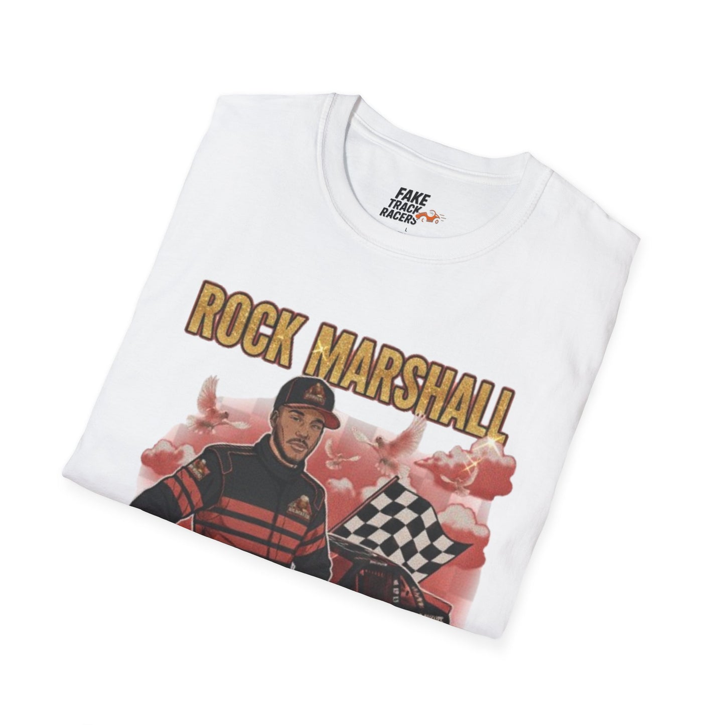 Vintage Style 90s Racing Tee Shirt ROCK MARSHALL Chef Microwave Fake Track Racers