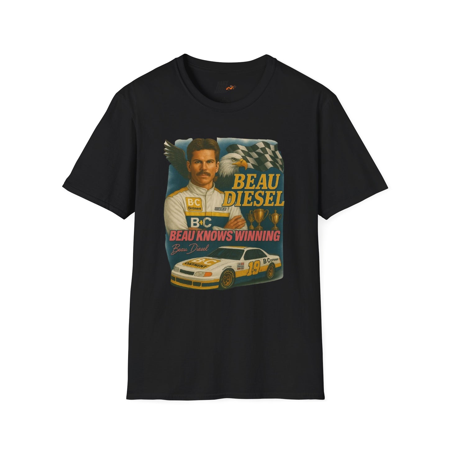 Vintage Style 90s Racing Tee Shirt BEAU DIESEL BC Fake Track Racers