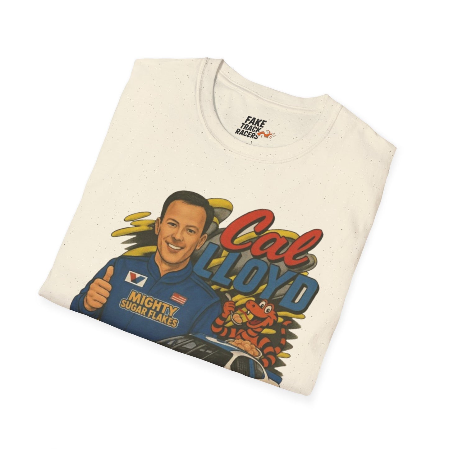 Vintage Style 90s Racing Tee Shirt CAL LLOYD Flakes Fake Track Racers
