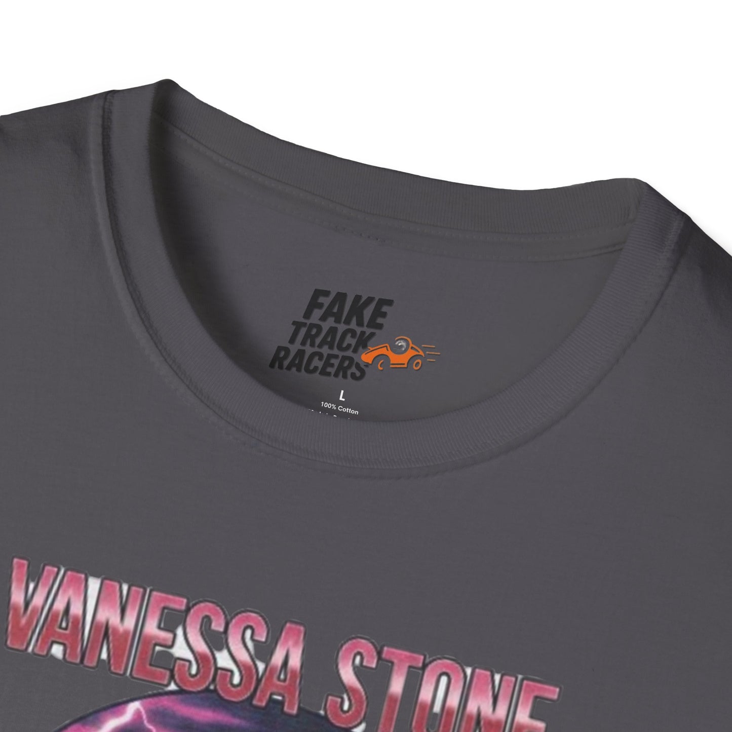 Vintage Style 90s Racing Tee Shirt VANESSA STONE Lightning Fake Track Racers