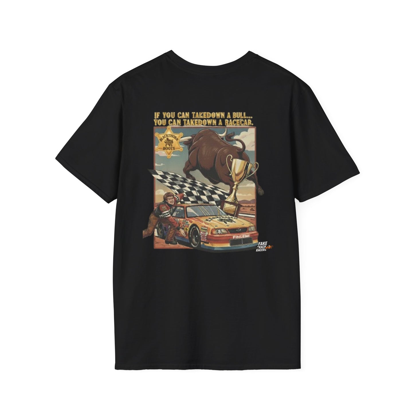 Vintage Style 90s Racing Tee Shirt PAUL MONTANA Bull Fake Track Racers