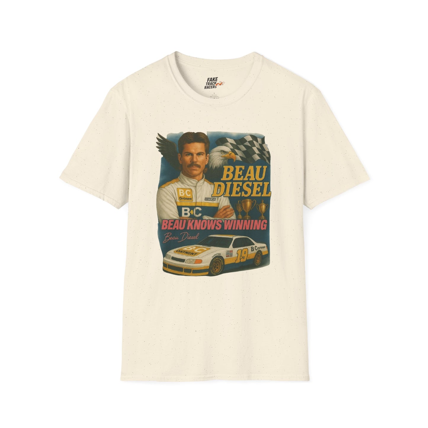 Vintage Style 90s Racing Tee Shirt BEAU DIESEL BC Fake Track Racers