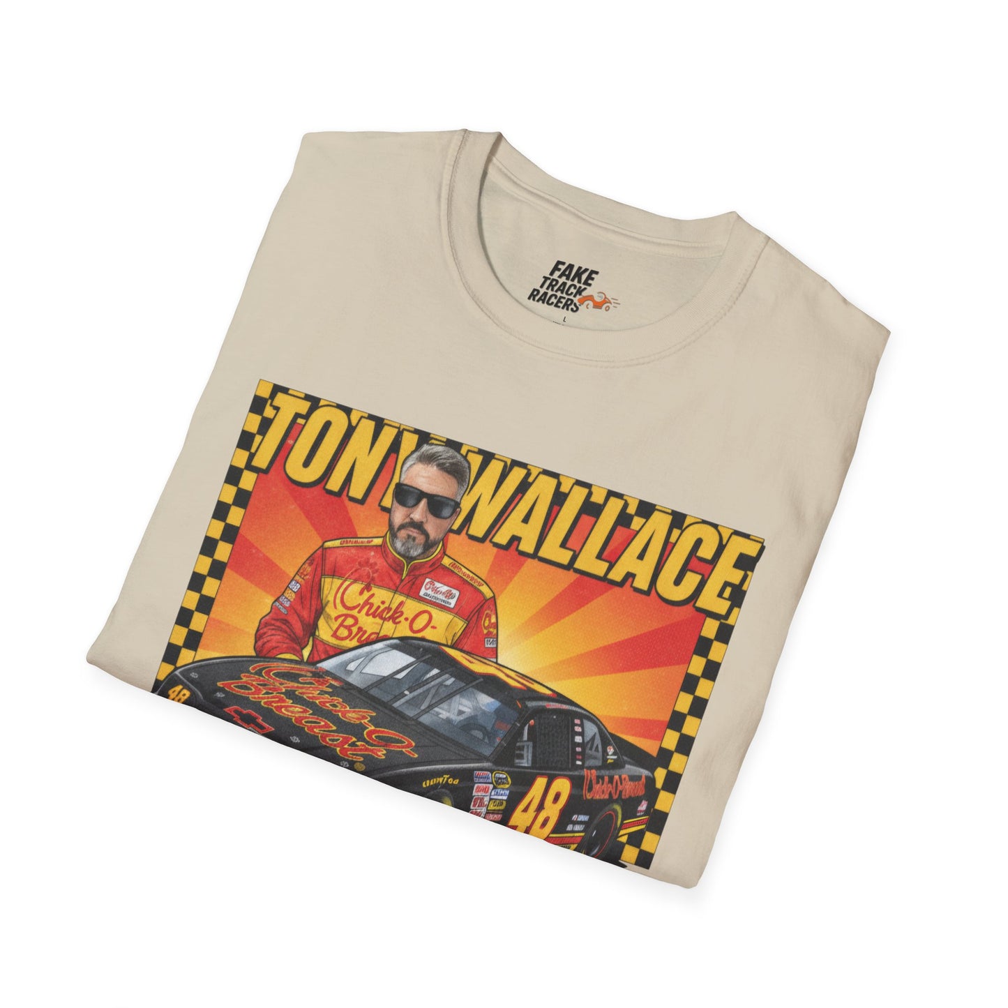 Vintage Style 90s Racing Tee Shirt TONY WALLACE Chick Fake Track Racers