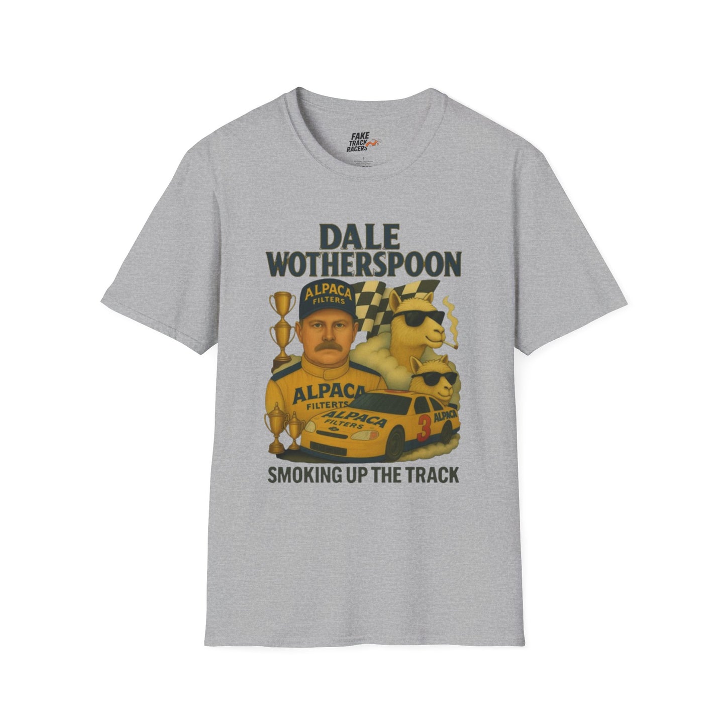 Vintage Style 90s Racing Tee Shirt DALE WOTHERSPOON Alpaca Fake Track Racers