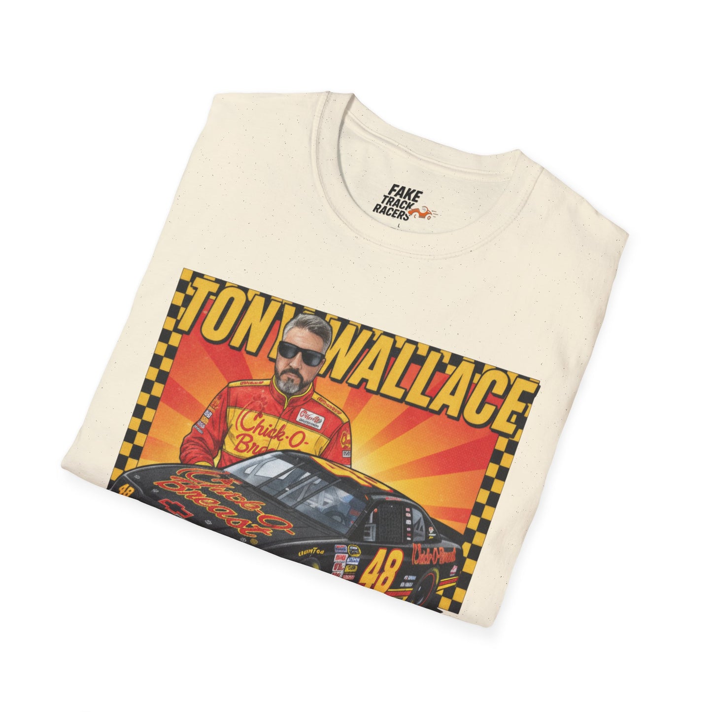 Vintage Style 90s Racing Tee Shirt TONY WALLACE Chick Fake Track Racers