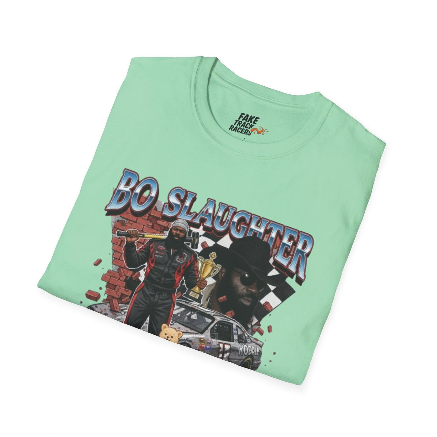 Vintage Style 90s Racing Tee Shirt BO SLAUGHTER Kuddle Fake Track Racers