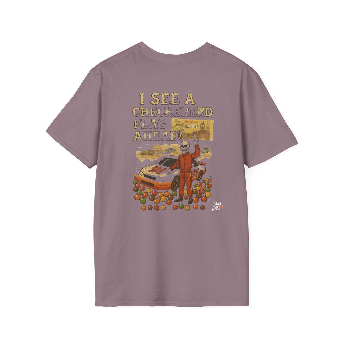 Vintage Style 90s Racing Tee JED NEWMAN Pirate Fake Track Racers