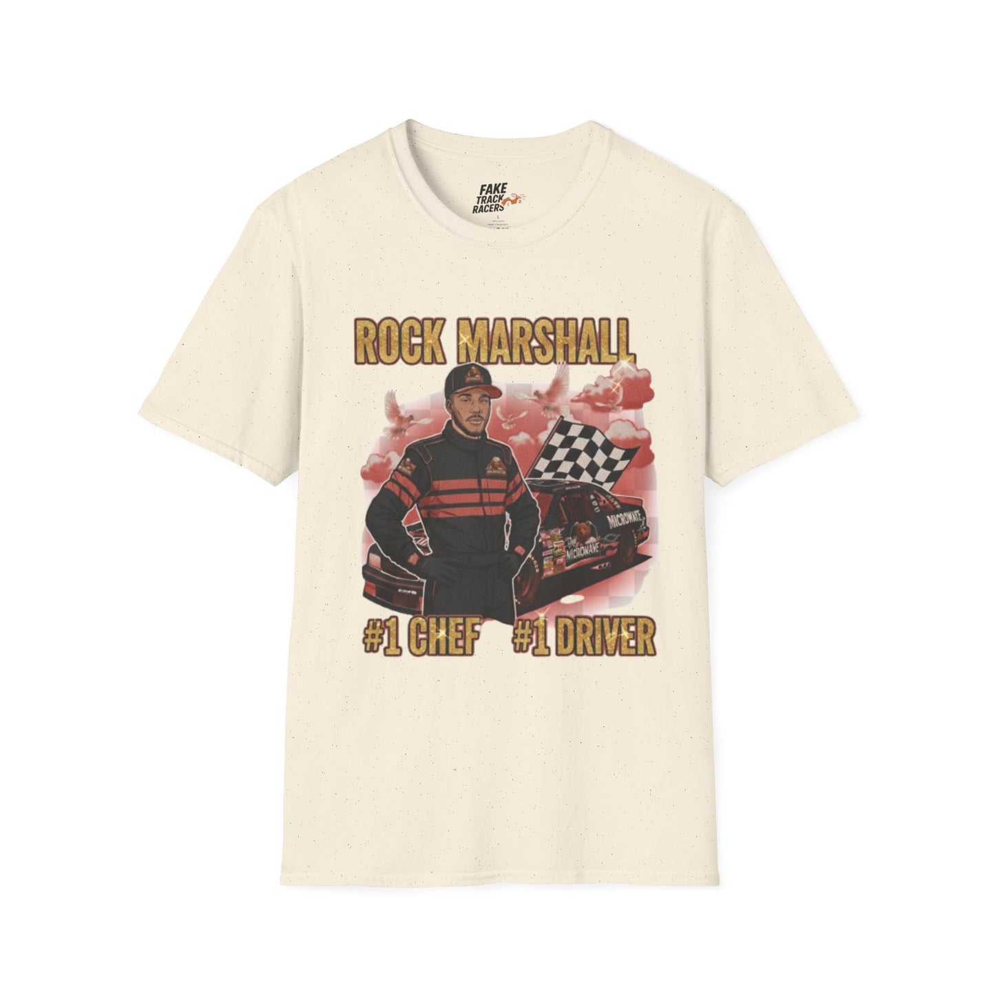 Vintage Style 90s Racing Tee Shirt ROCK MARSHALL Chef Microwave Fake Track Racers