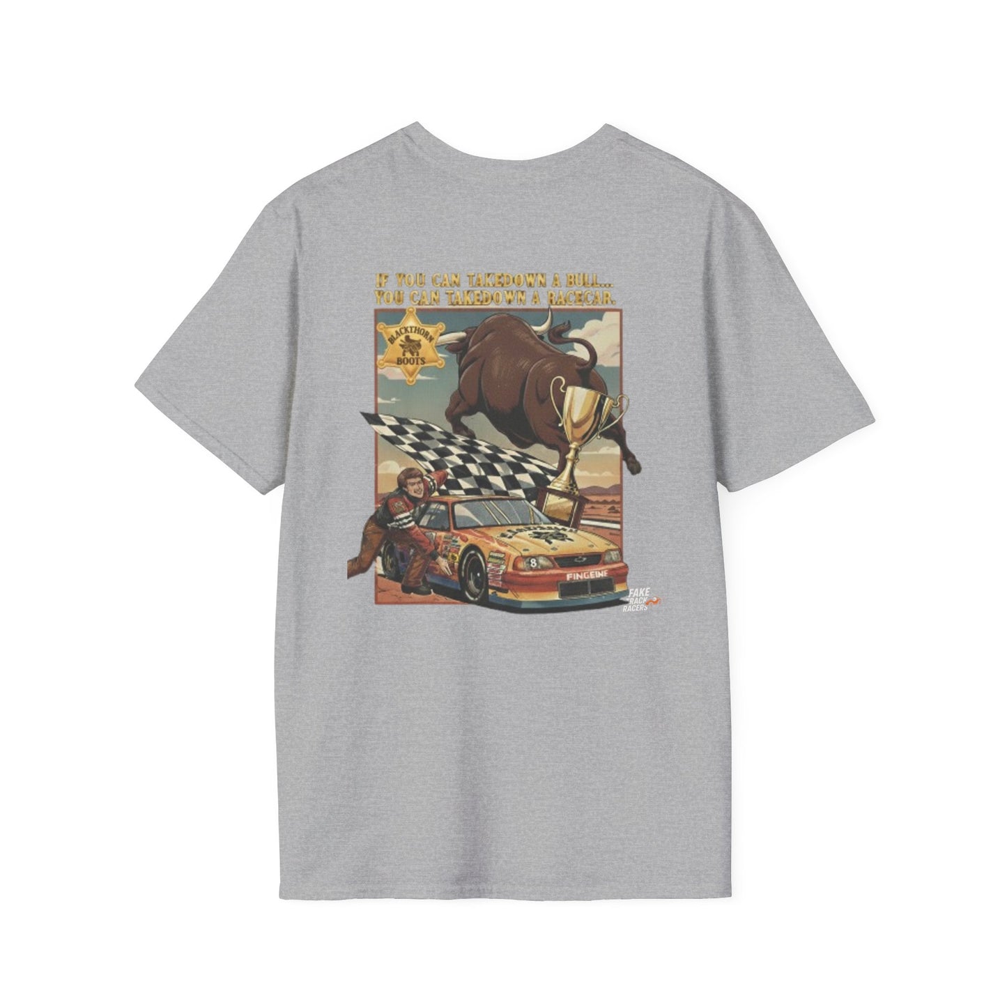 Vintage Style 90s Racing Tee Shirt PAUL MONTANA Bull Fake Track Racers