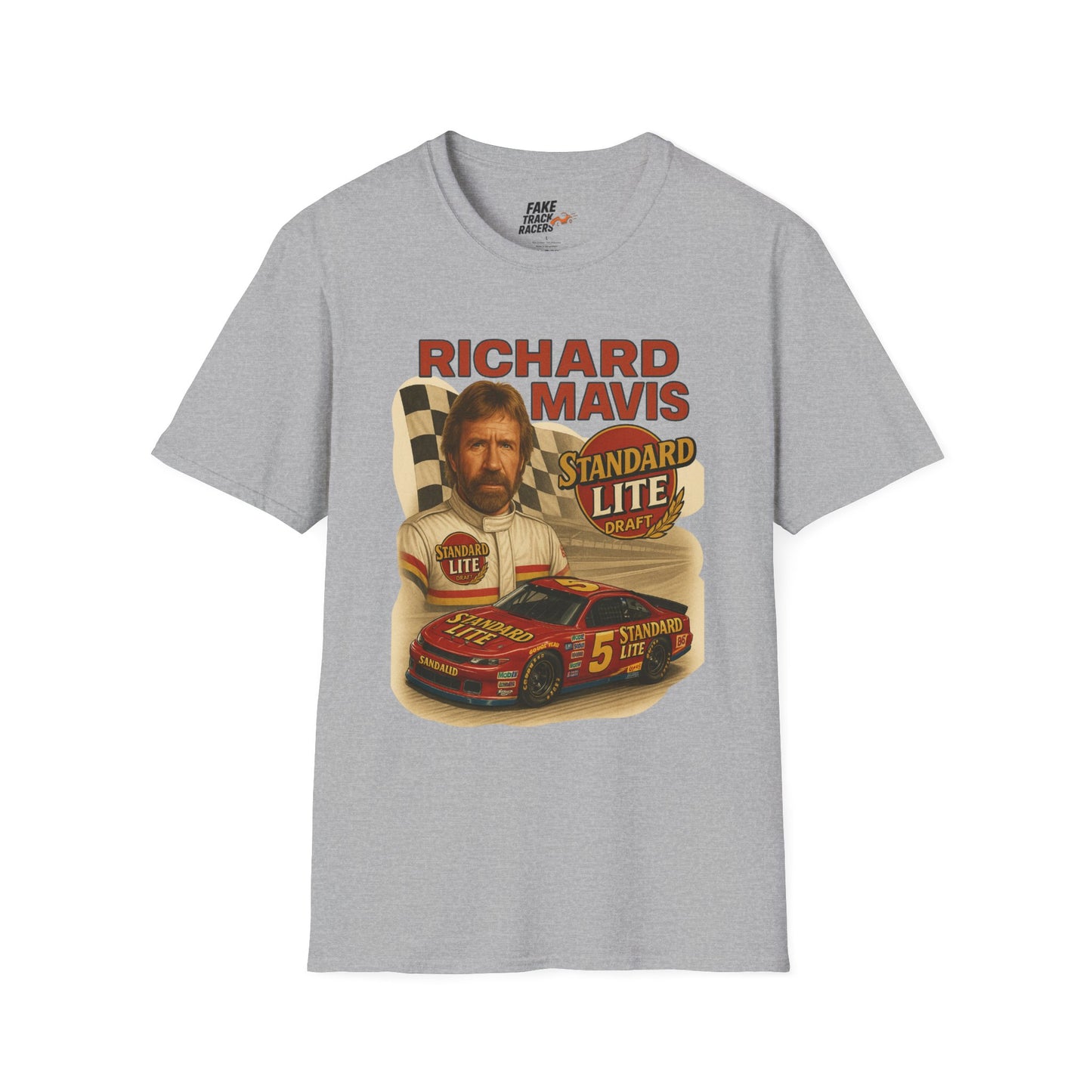 Vintage Style 90s Racing Tee Shirt RICHARD MAVIS Standard Fake Track Racers